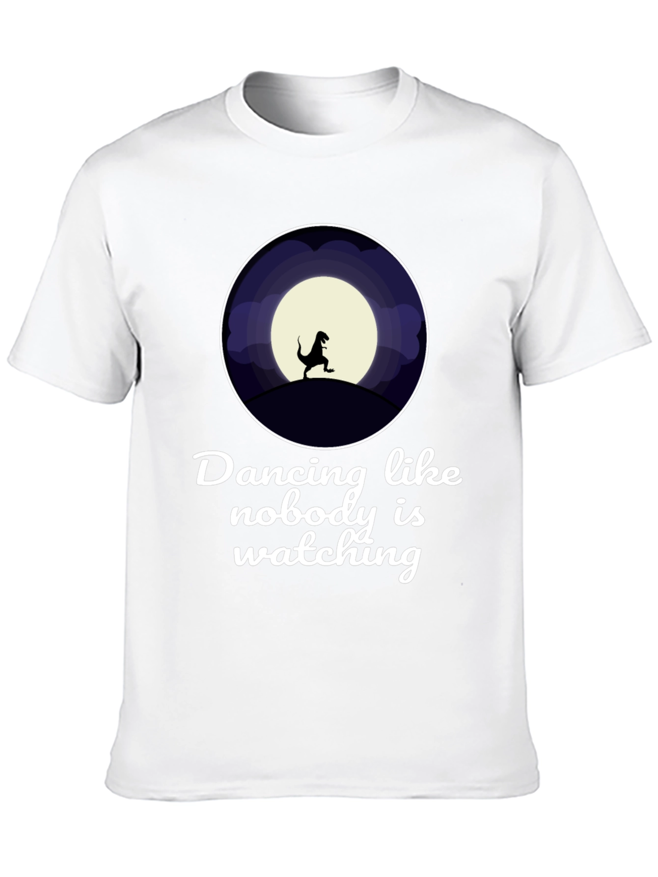 Dancing Dinosaur Graphic T-Shirt - Black Crew Neck Tee
