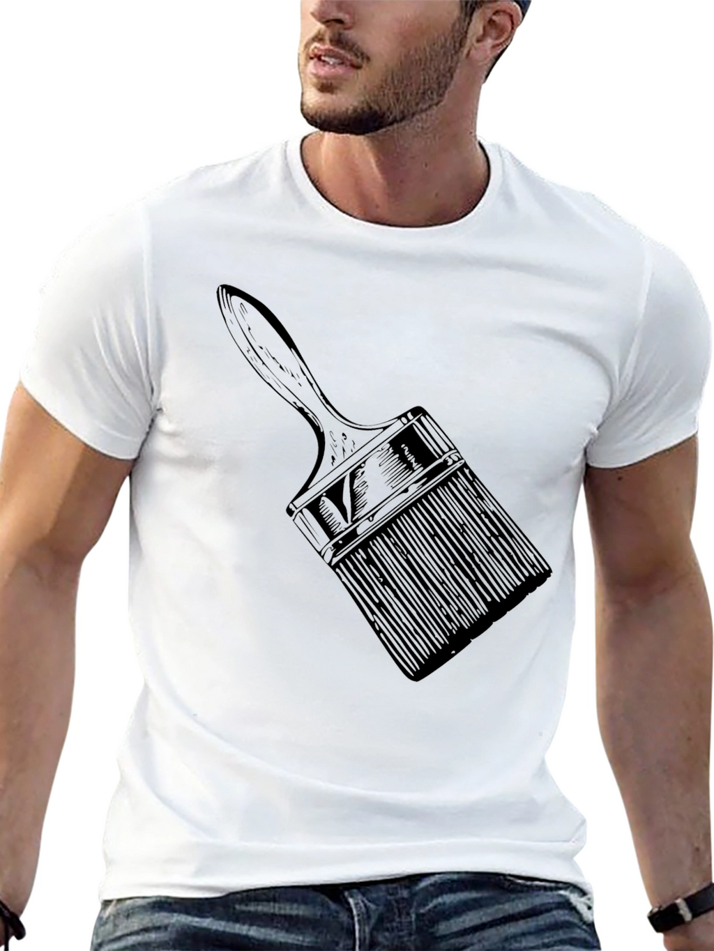 Paint Brush Graphic Tee - Artistic Black T-Shirt
