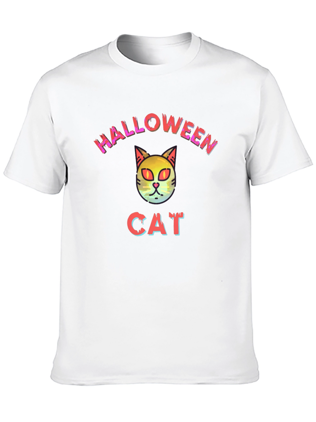 Halloween Cat Graphic Tee - Black