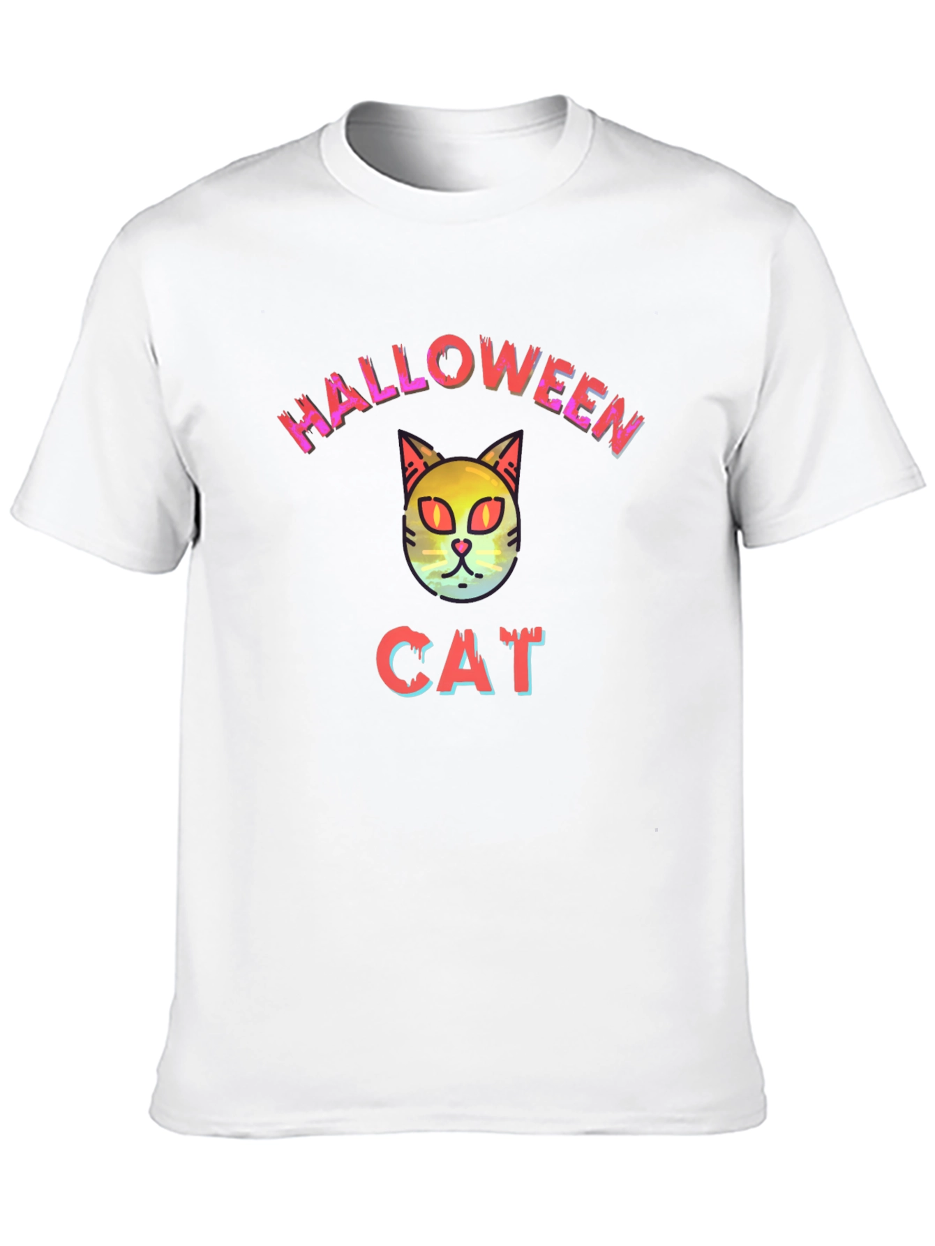 Halloween Cat Graphic Tee - Black