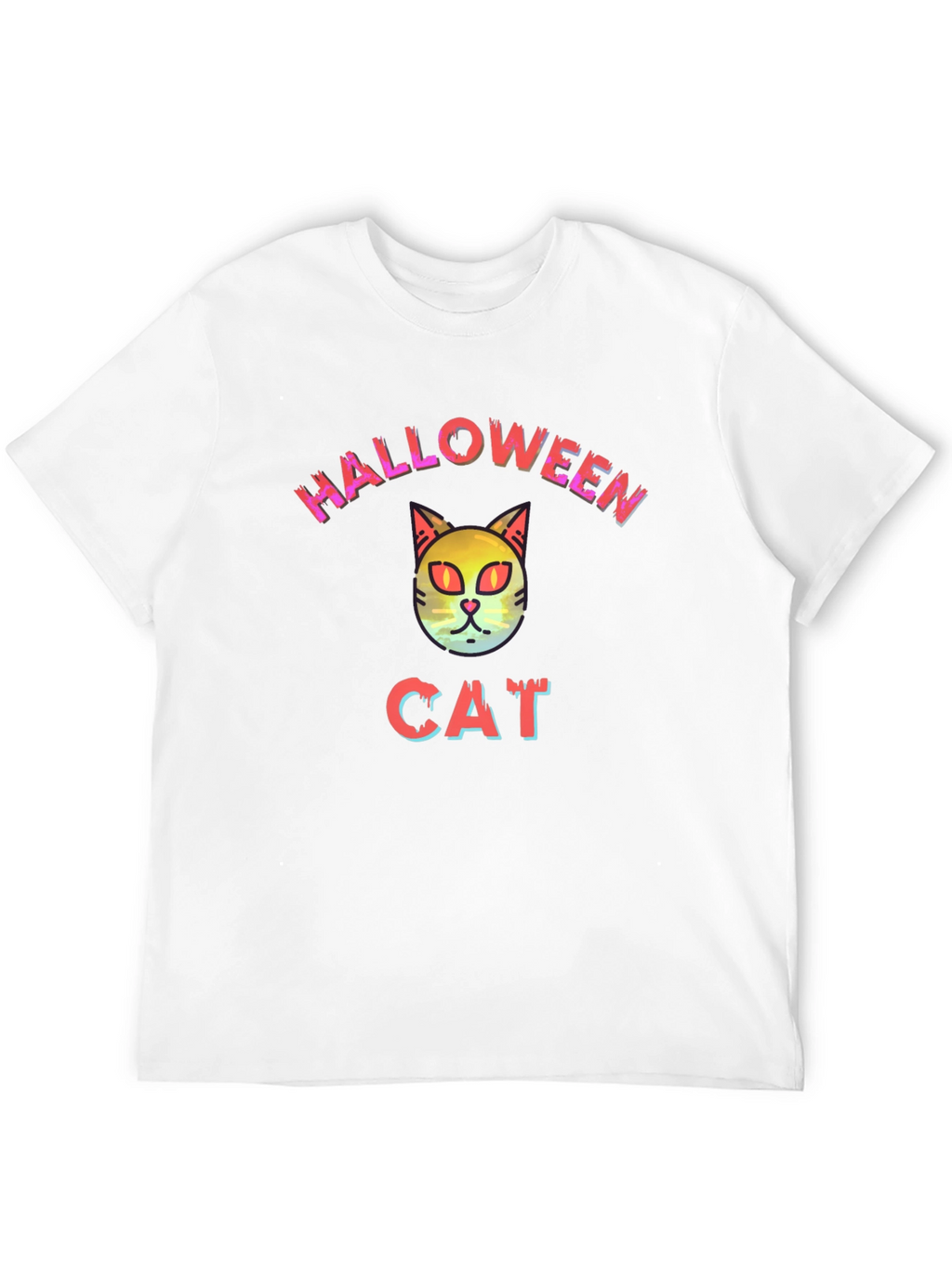 Halloween Cat Graphic Tee - Black