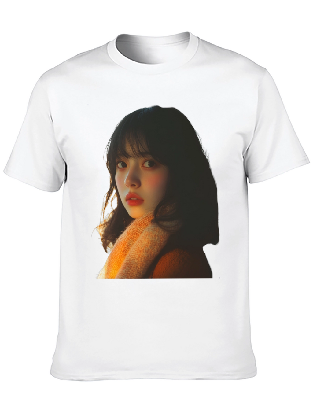 Trendy Black T-Shirt with Portrait Print