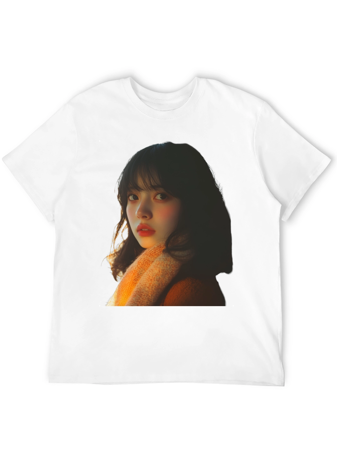 Trendy Black T-Shirt with Portrait Print