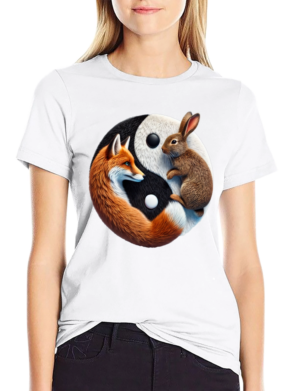 Yin Yang Fox & Rabbit Graphic Tee