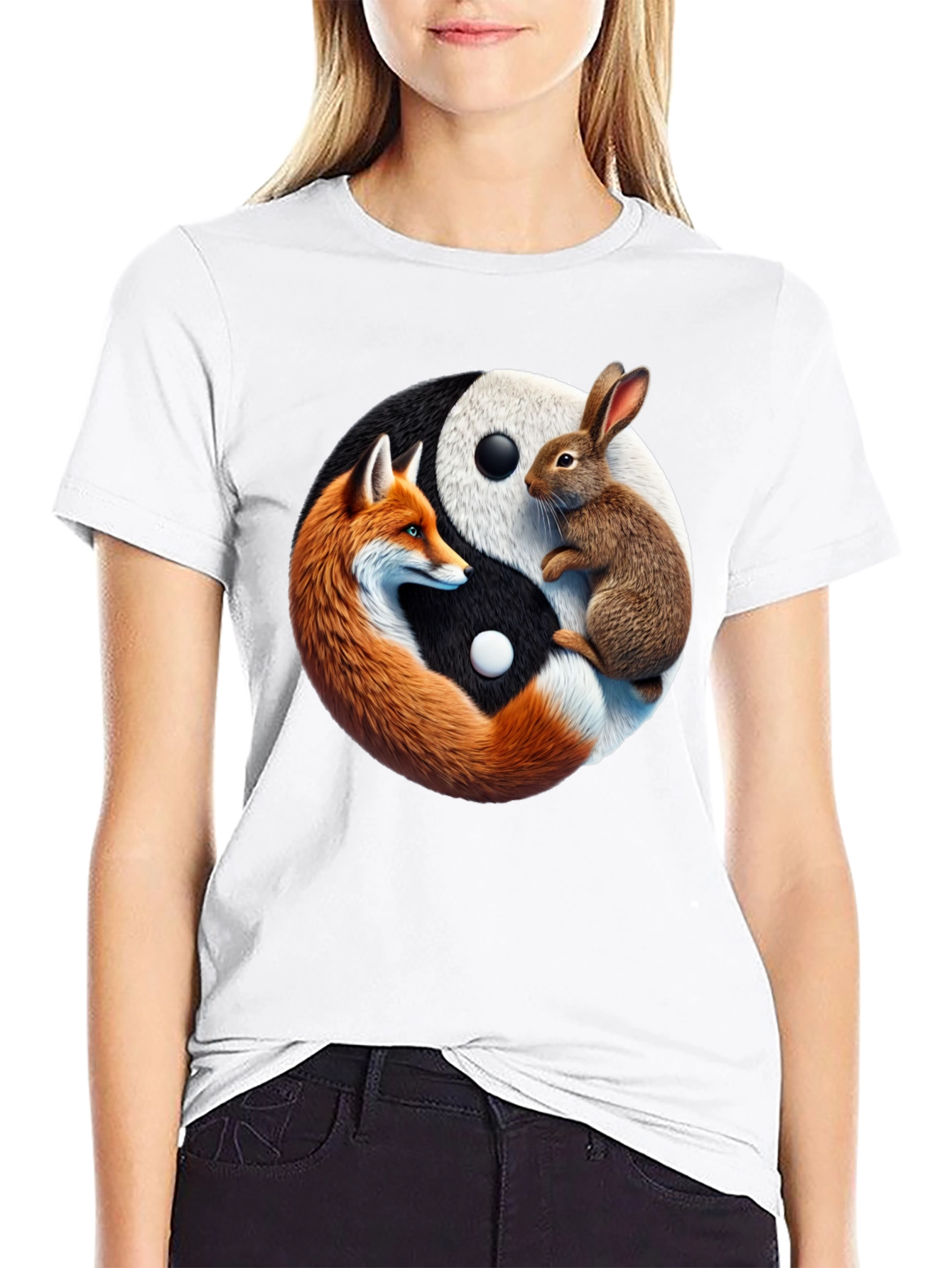Yin Yang Fox & Rabbit Graphic Tee