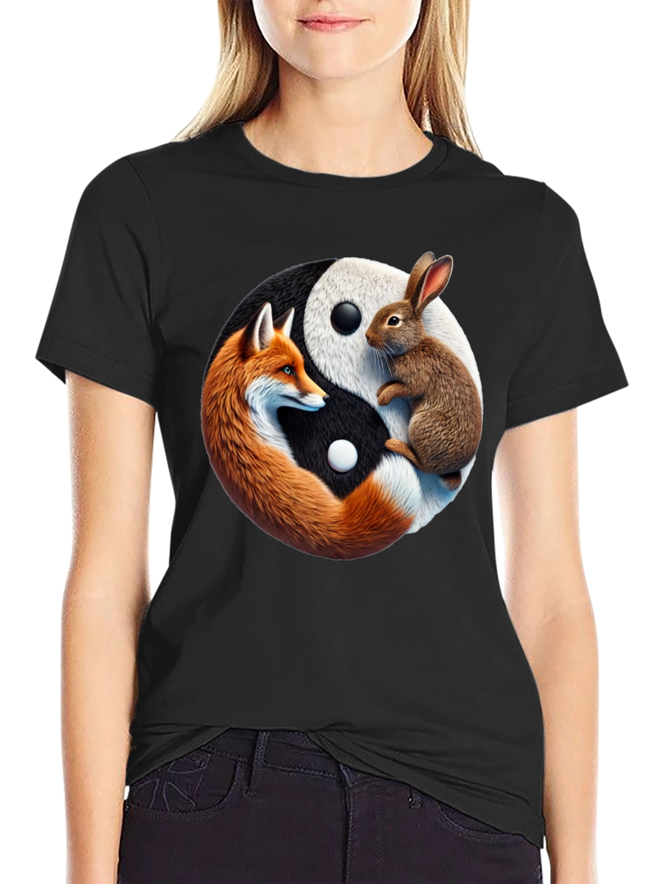 Yin Yang Fox & Rabbit Graphic Tee