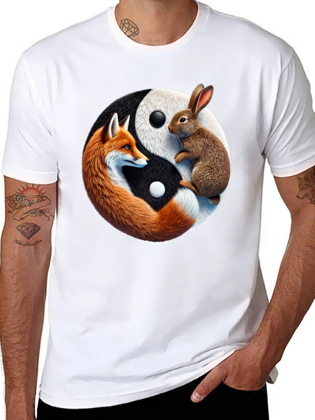 Yin Yang Fox & Rabbit Graphic Tee