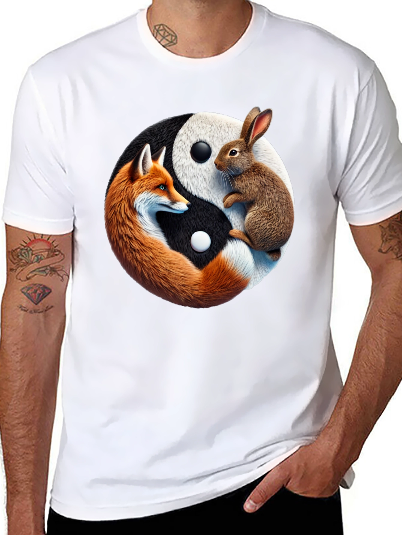 Yin Yang Fox & Rabbit Graphic Tee