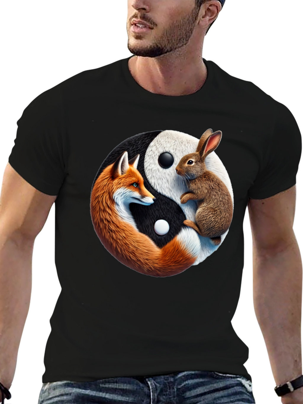 Yin Yang Fox & Rabbit Graphic Tee
