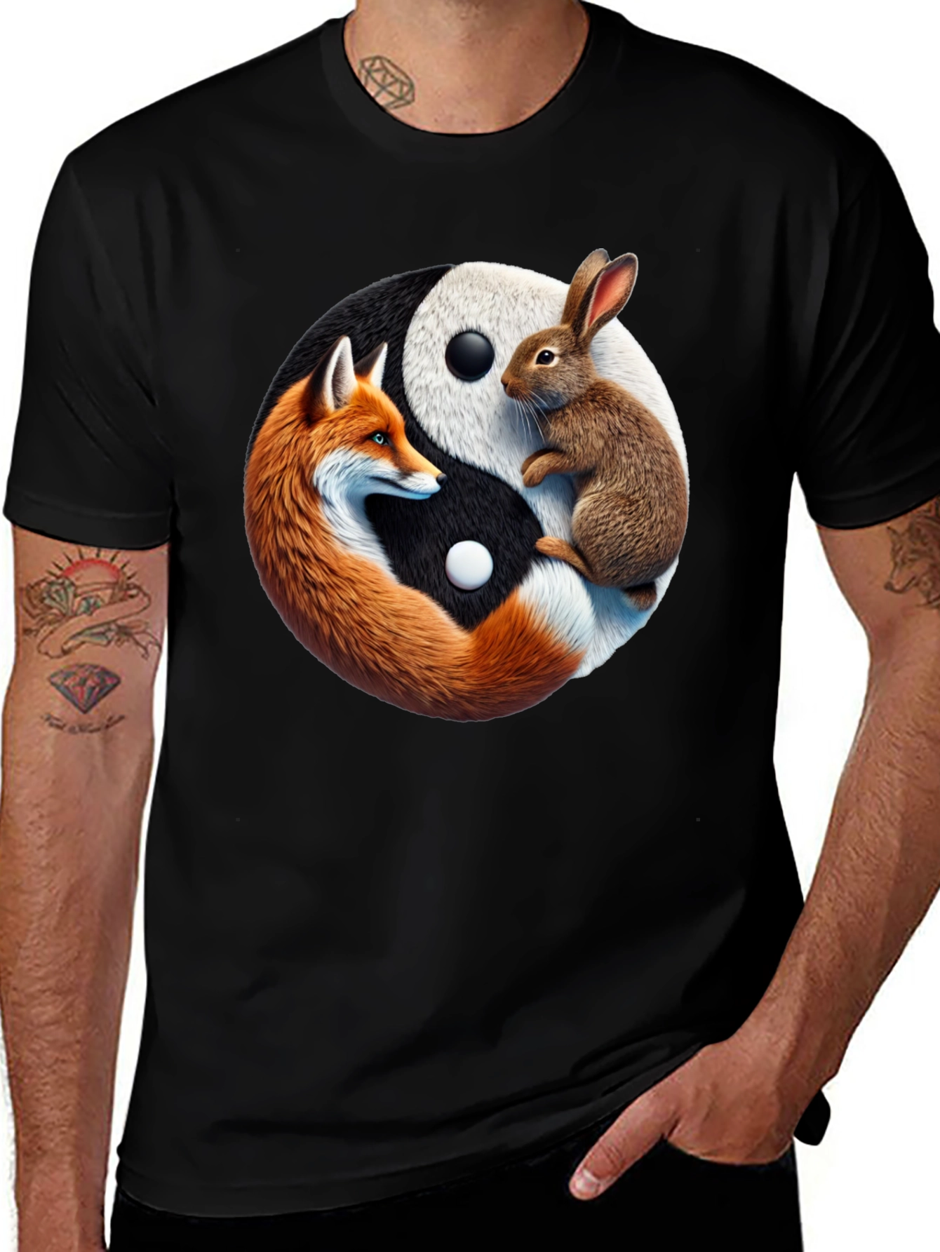 Yin Yang Fox & Rabbit Graphic Tee