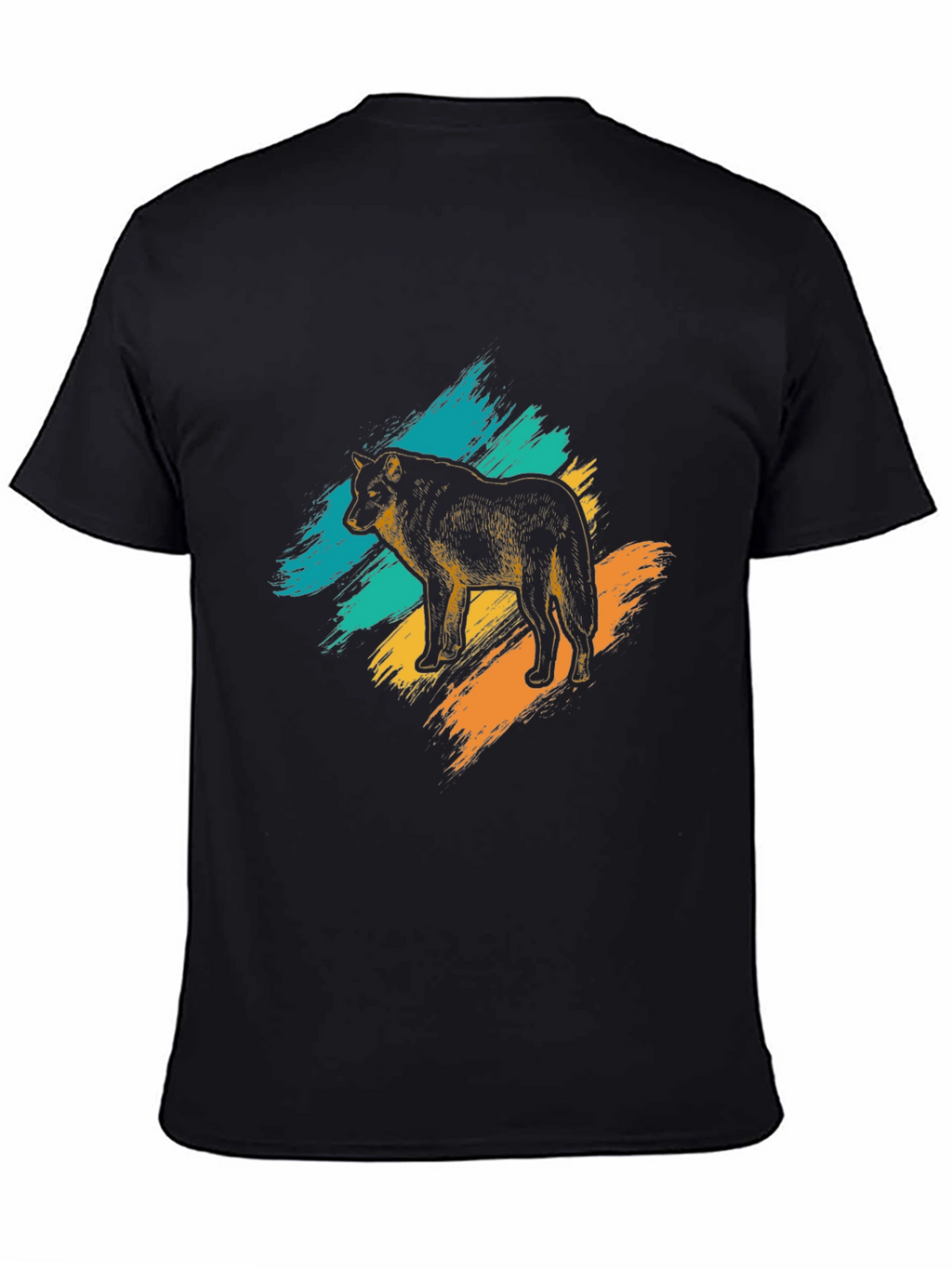 Wolf Graphic Print Mens Black T-Shirt