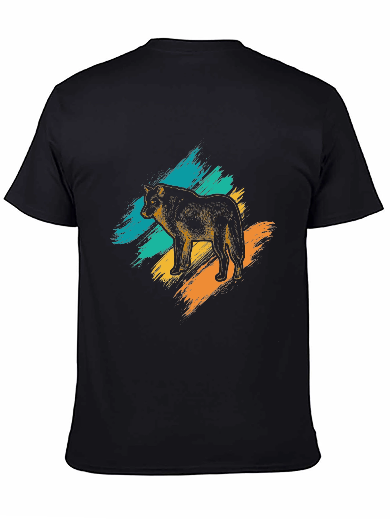 Wolf Graphic Print Mens Black T-Shirt