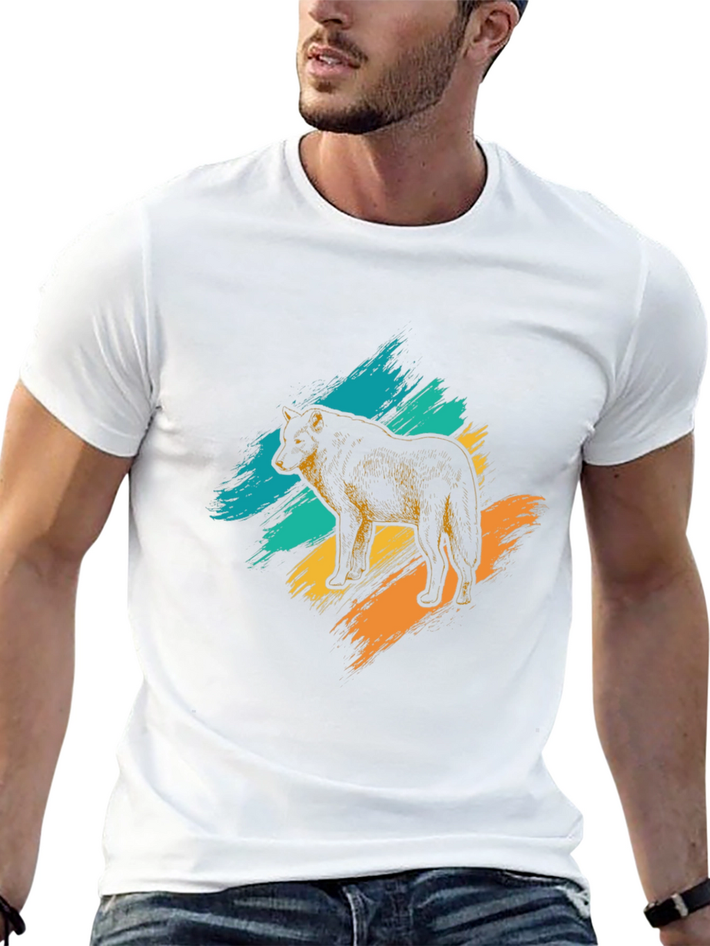 Wolf Graphic Print Mens Black T-Shirt