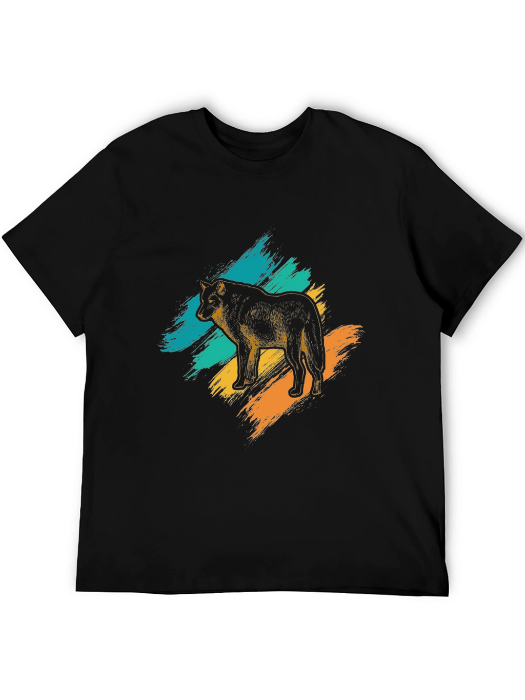 Wolf Graphic Print Mens Black T-Shirt
