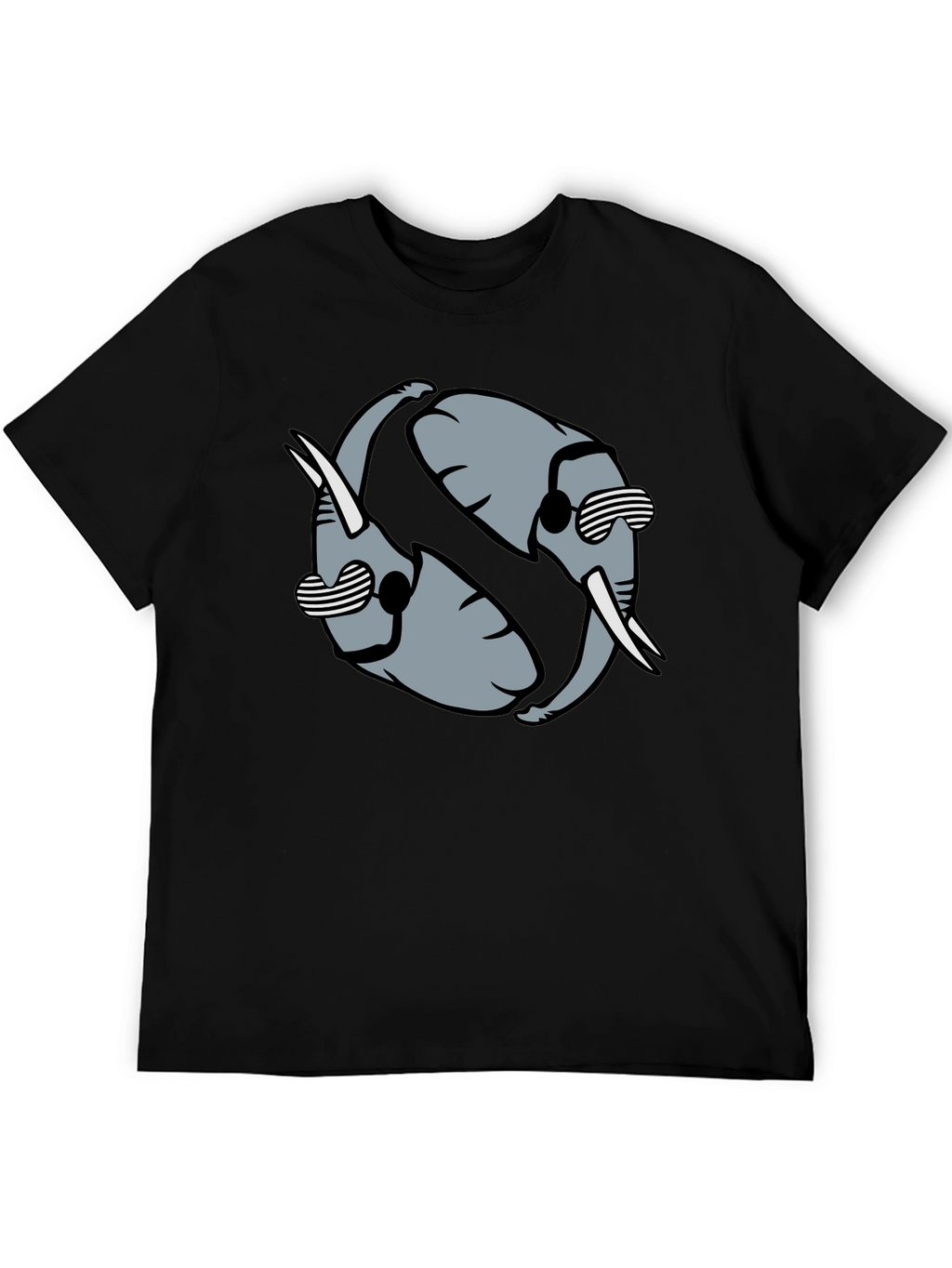 Cool Elephant Yin Yang Graphic Tee - Black