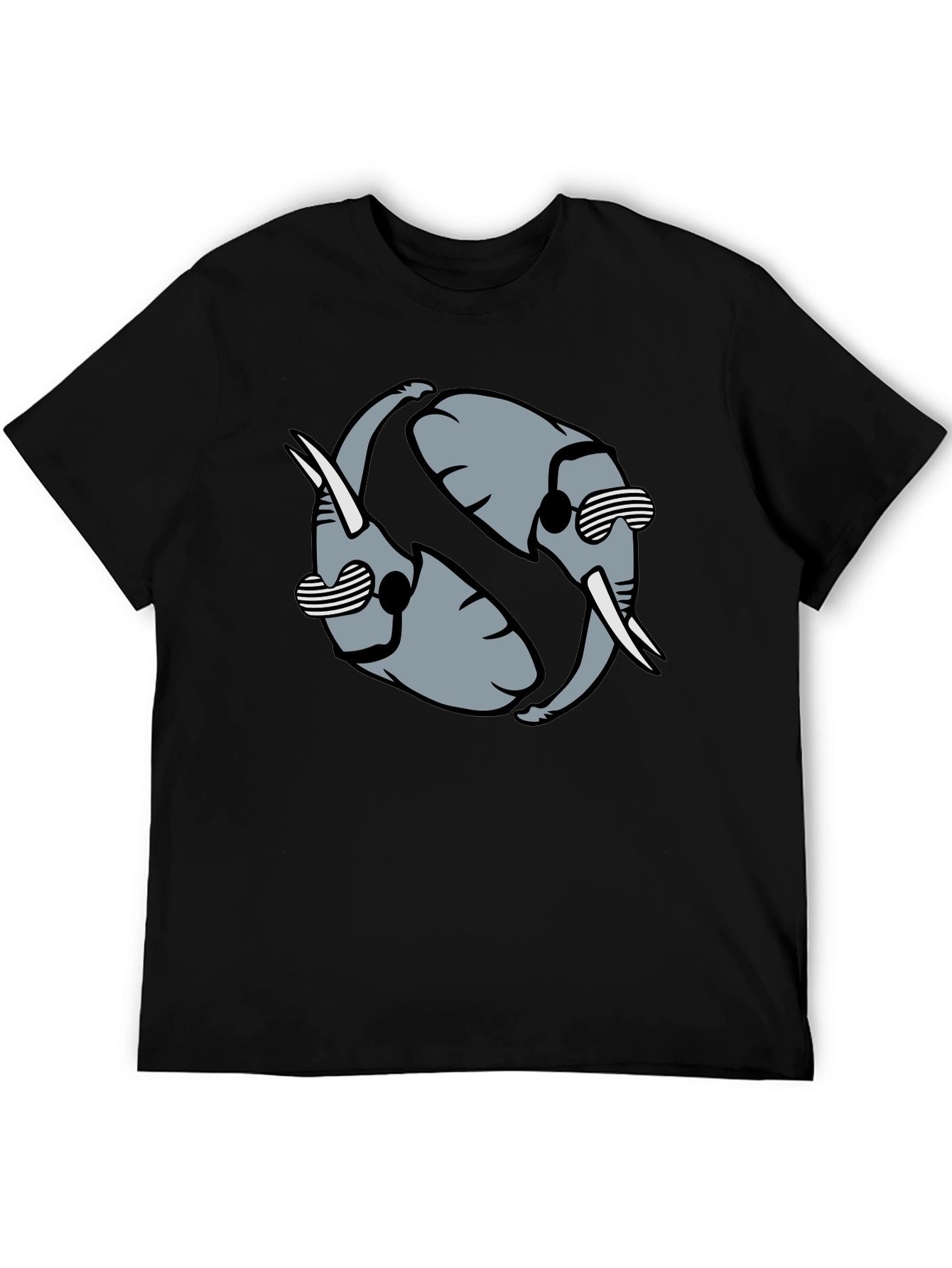 Cool Elephant Yin Yang Graphic Tee - Black