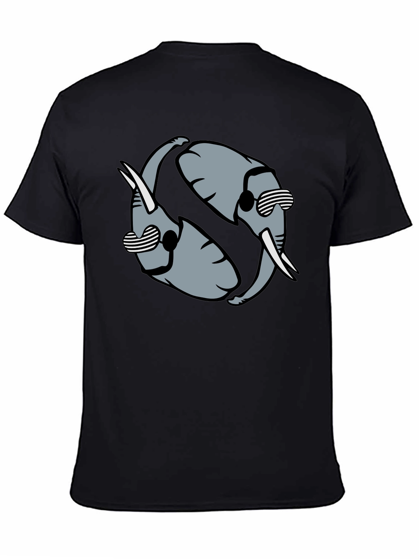 Cool Elephant Yin Yang Graphic Tee - Black
