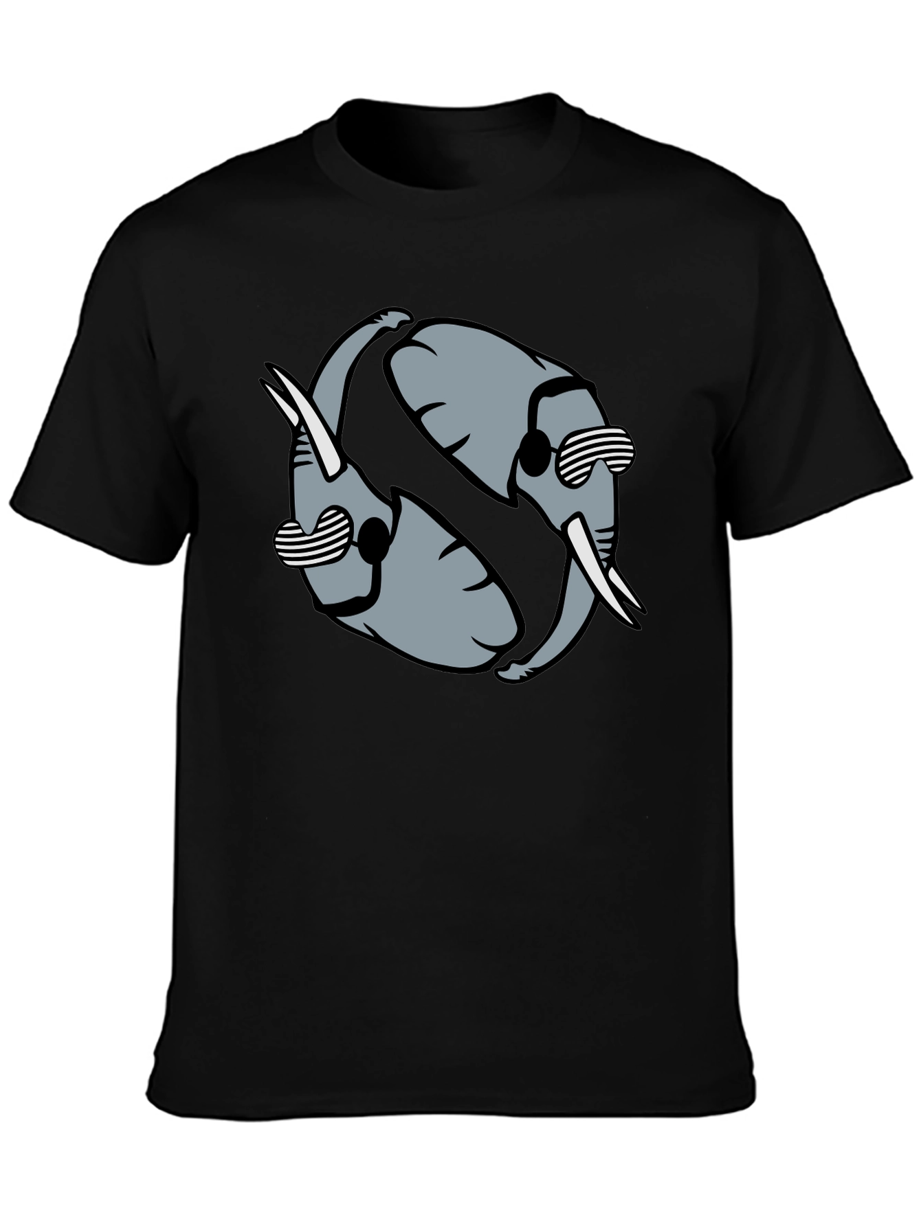 Cool Elephant Yin Yang Graphic Tee - Black