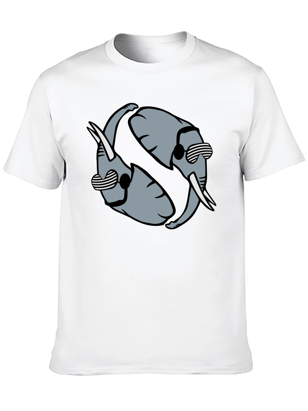 Cool Elephant Yin Yang Graphic Tee - Black