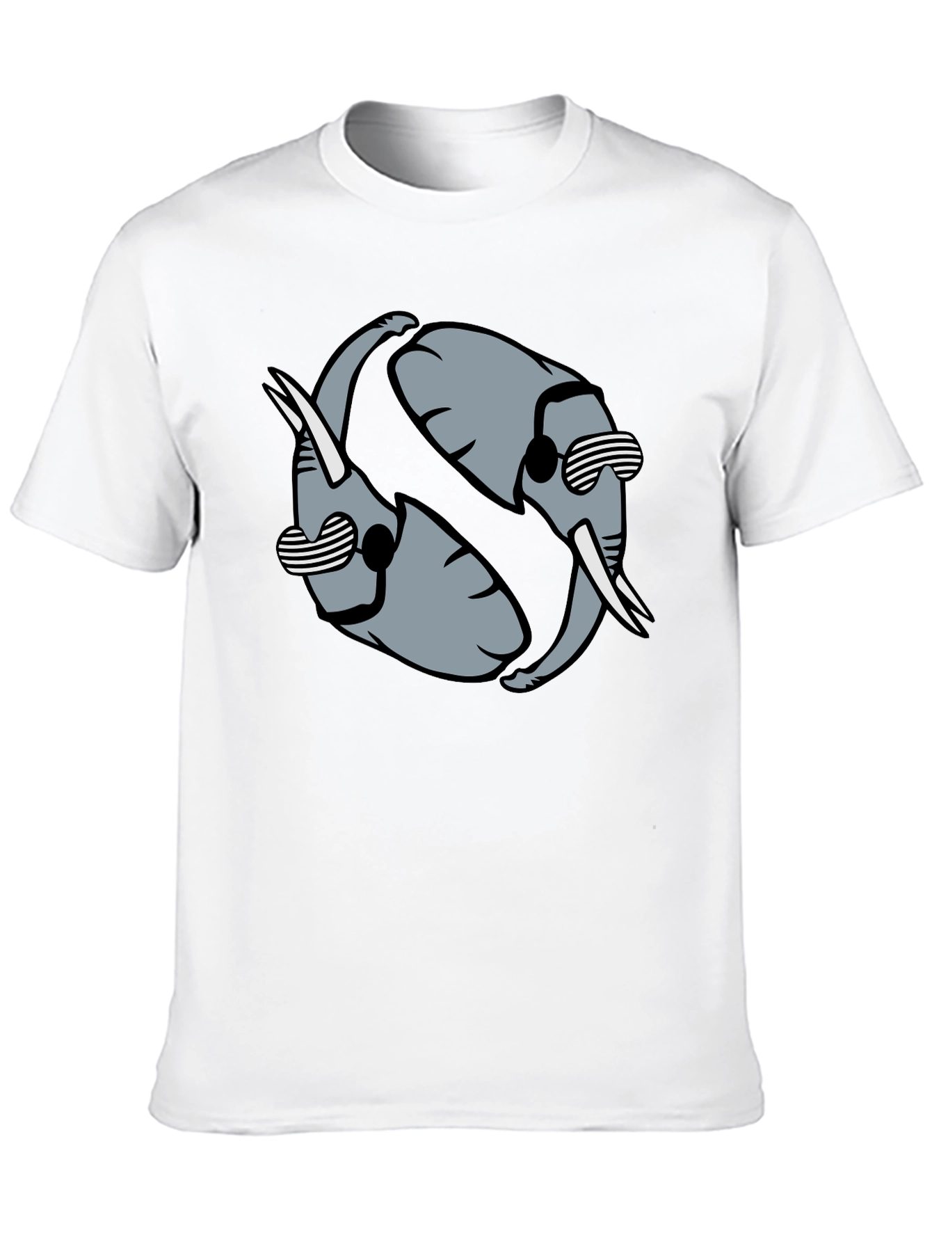 Cool Elephant Yin Yang Graphic Tee - Black