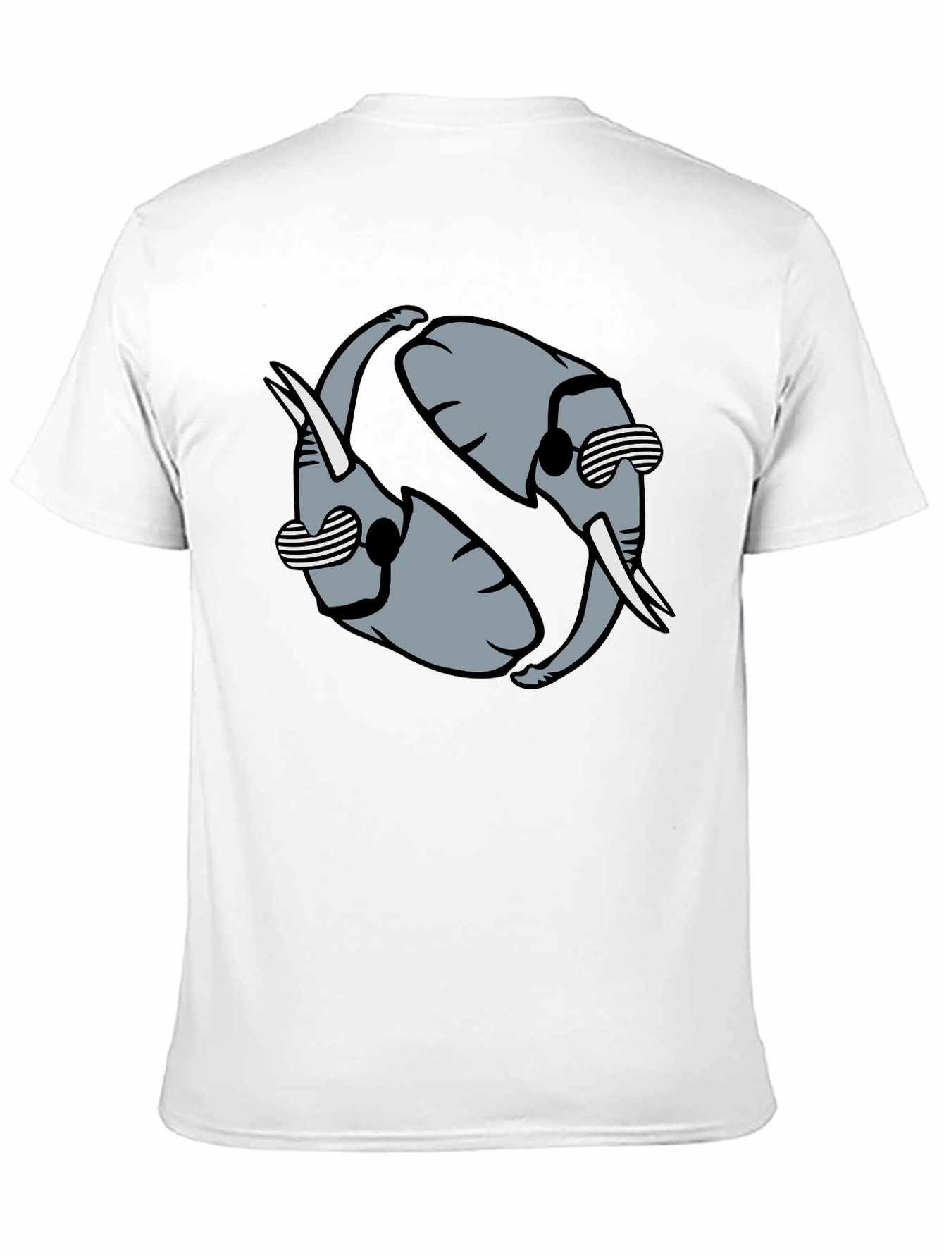 Cool Elephant Yin Yang Graphic Tee - Black