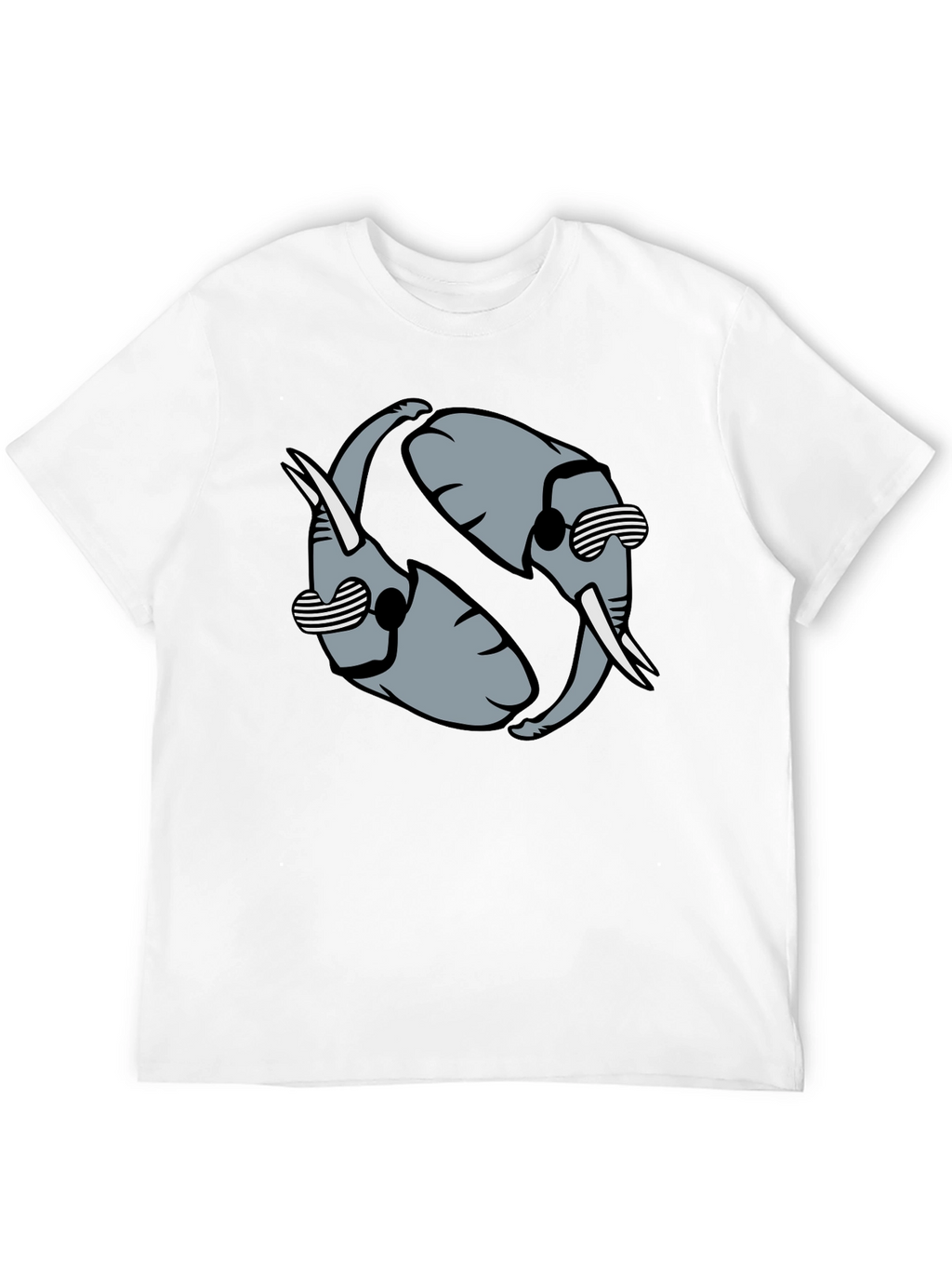 Cool Elephant Yin Yang Graphic Tee - Black