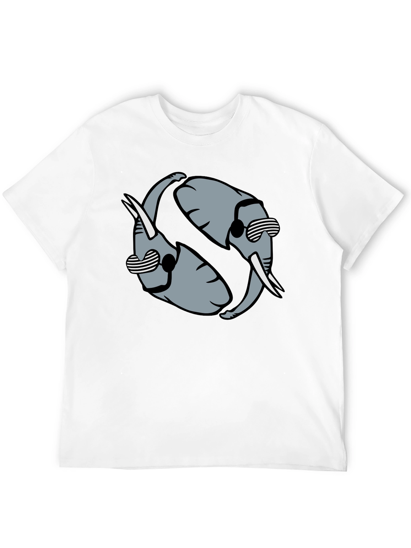 Cool Elephant Yin Yang Graphic Tee - Black