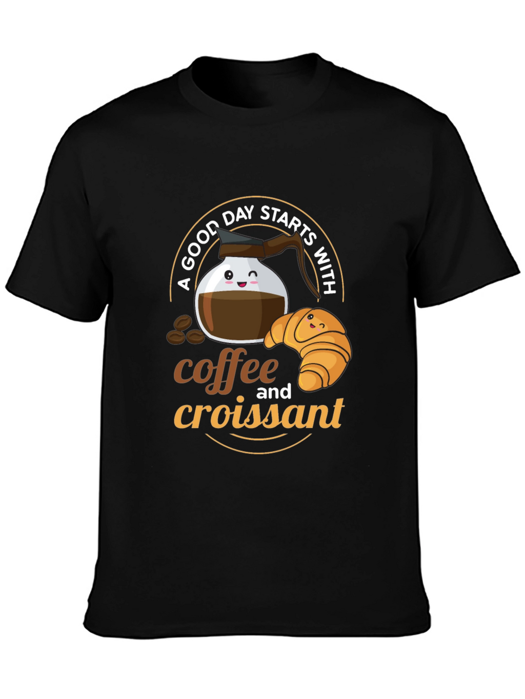 Coffee and Croissant Graphic T-Shirt