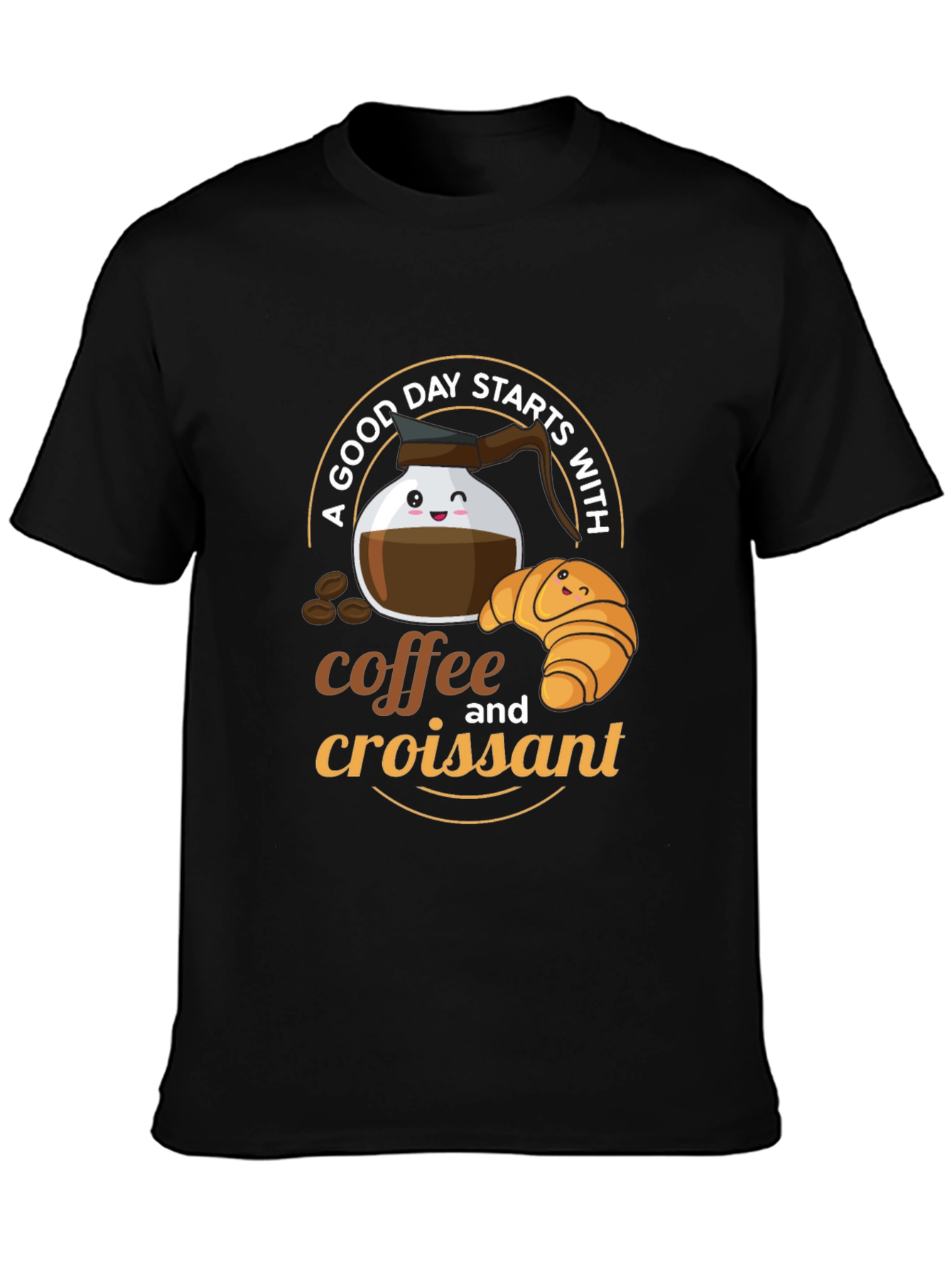 Coffee and Croissant Graphic T-Shirt