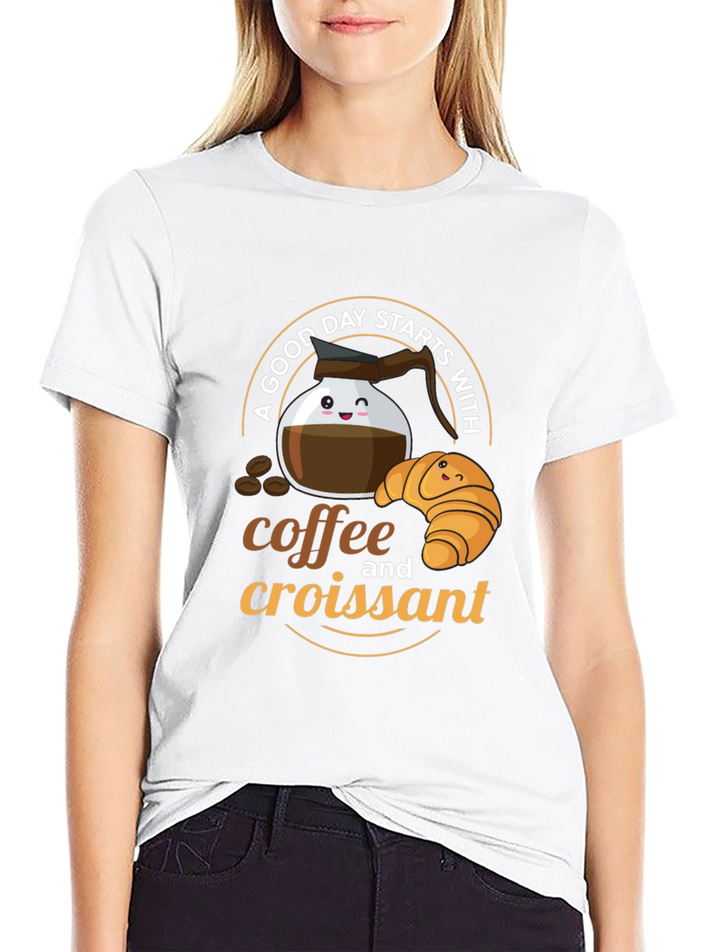 Coffee and Croissant Graphic T-Shirt