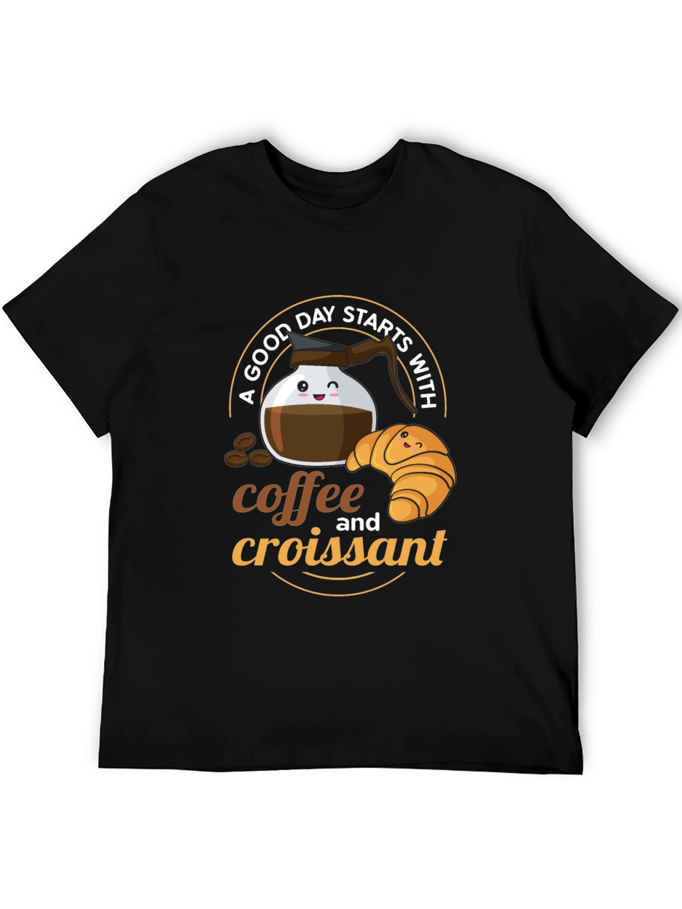 Coffee and Croissant Graphic T-Shirt