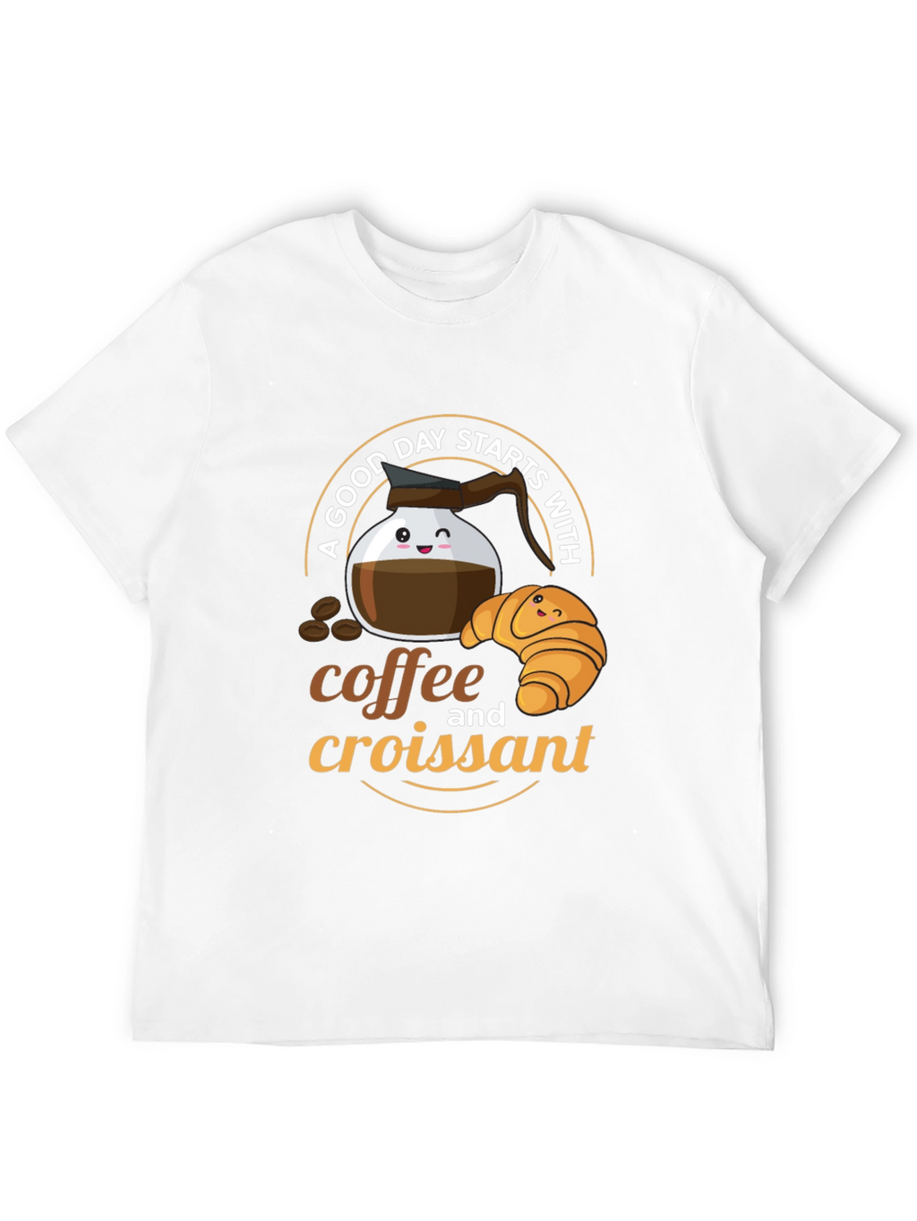 Coffee and Croissant Graphic T-Shirt