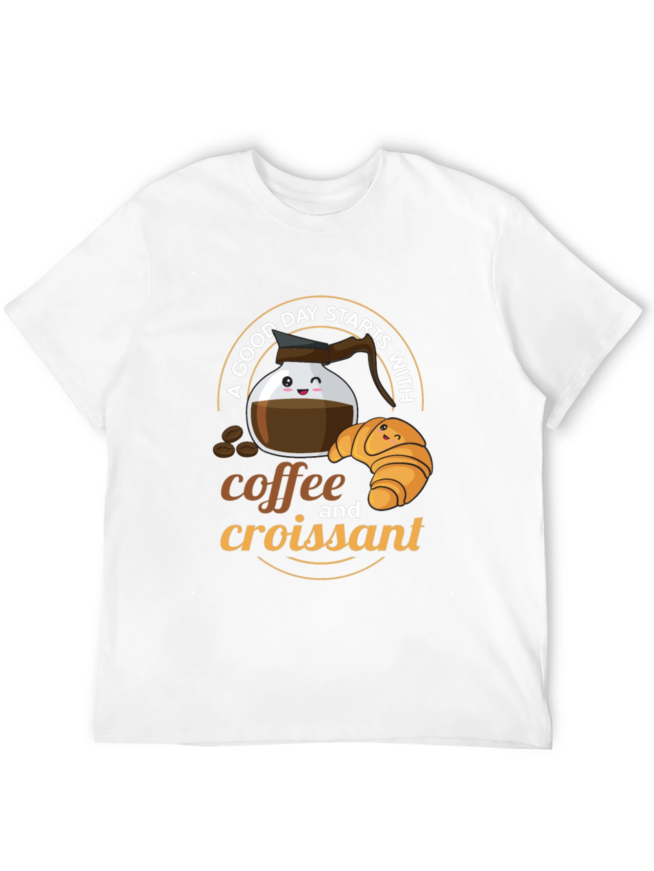 Coffee and Croissant Graphic T-Shirt