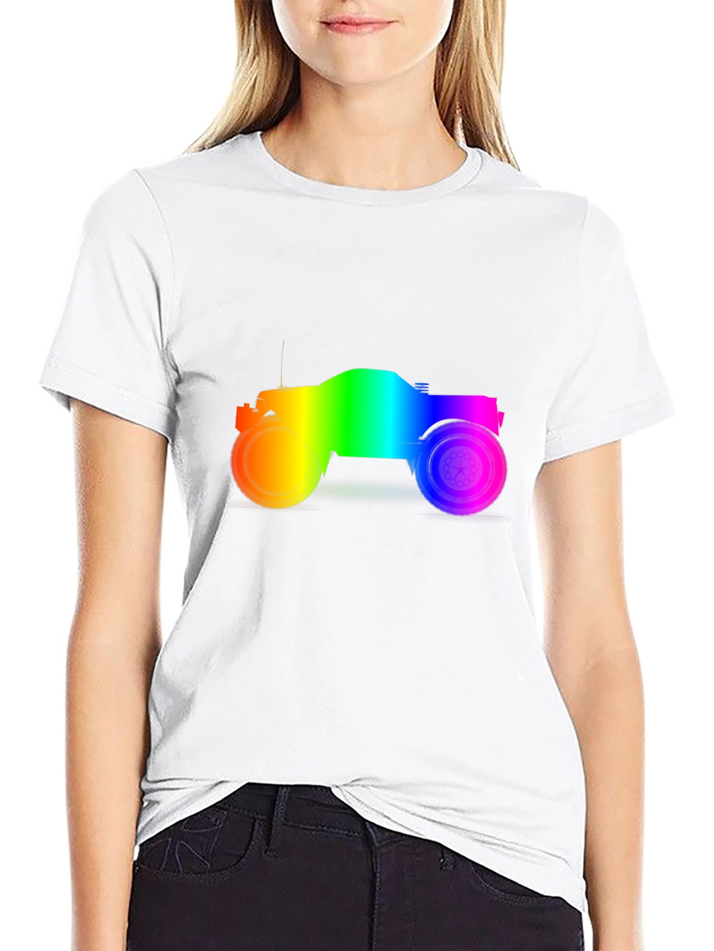 Rainbow Monster Truck Black T-Shirt
