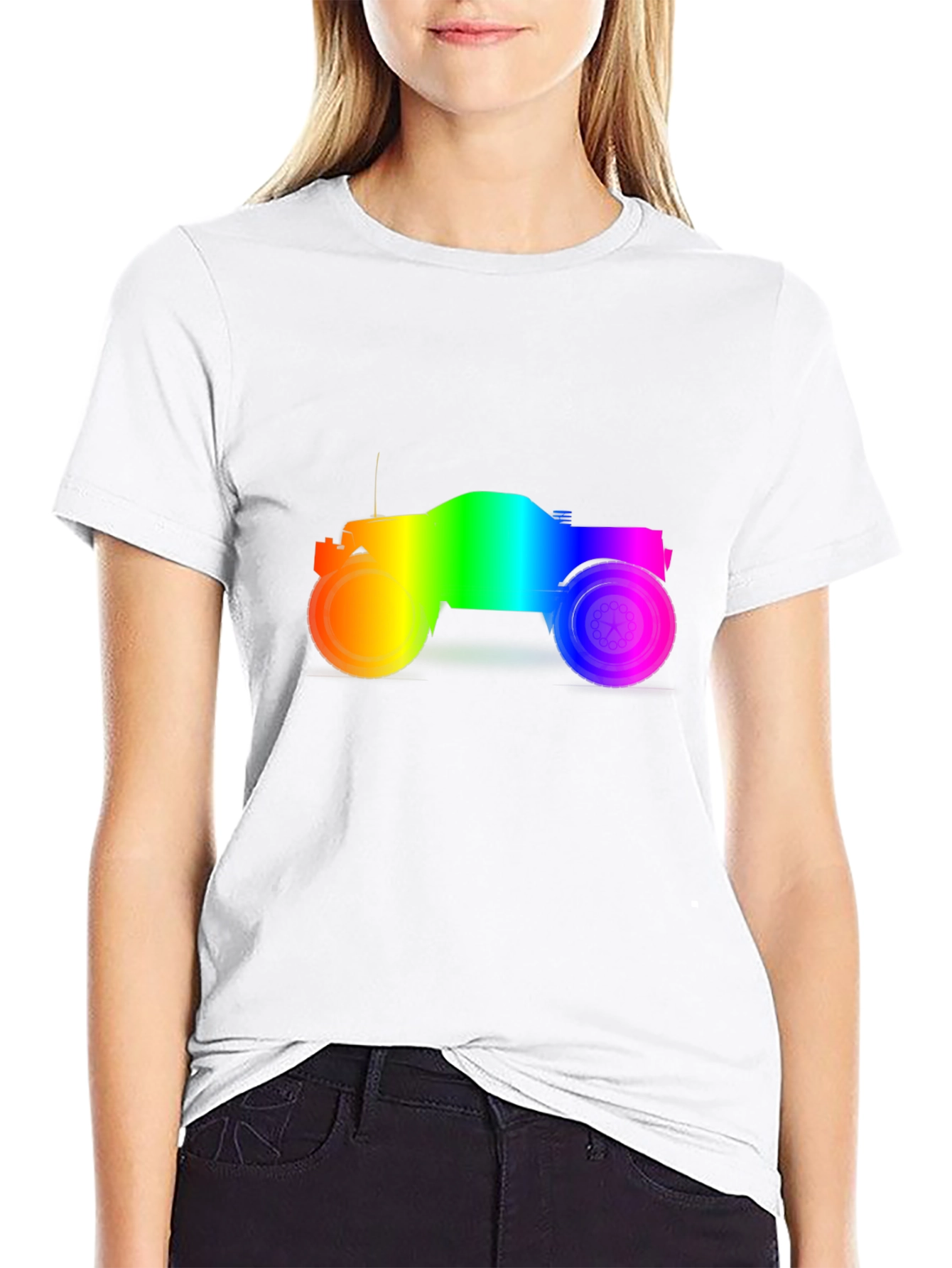 Rainbow Monster Truck Black T-Shirt