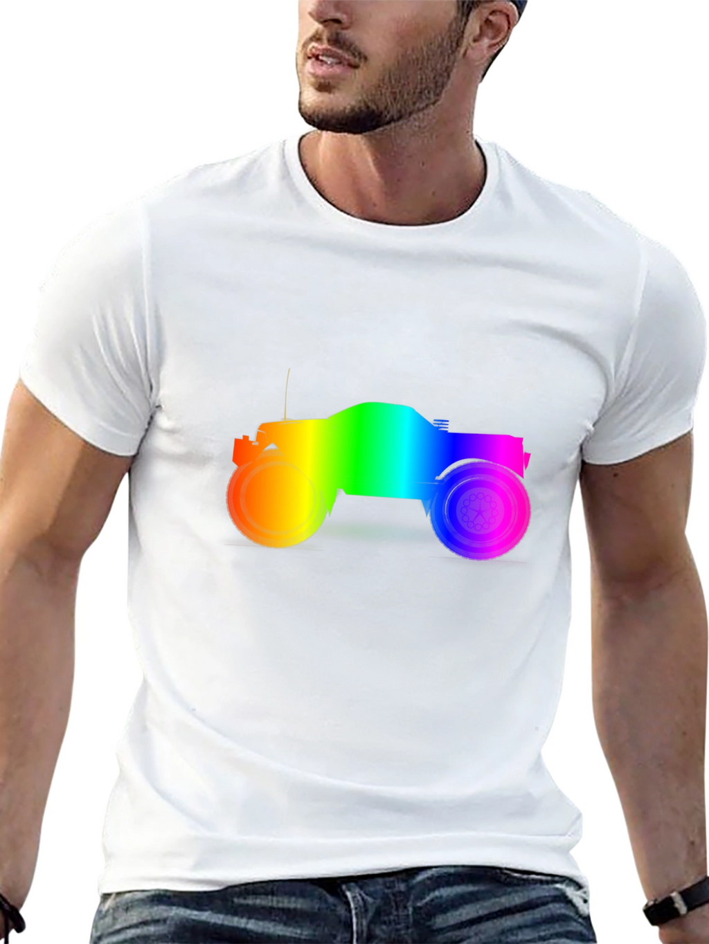 Rainbow Monster Truck Black T-Shirt