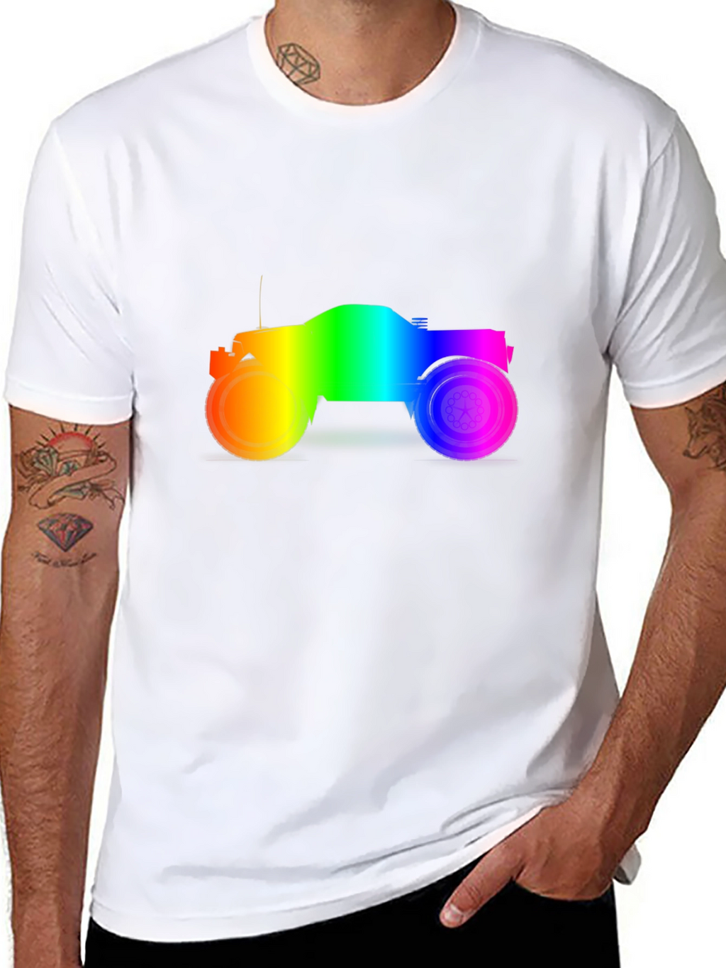 Rainbow Monster Truck Black T-Shirt