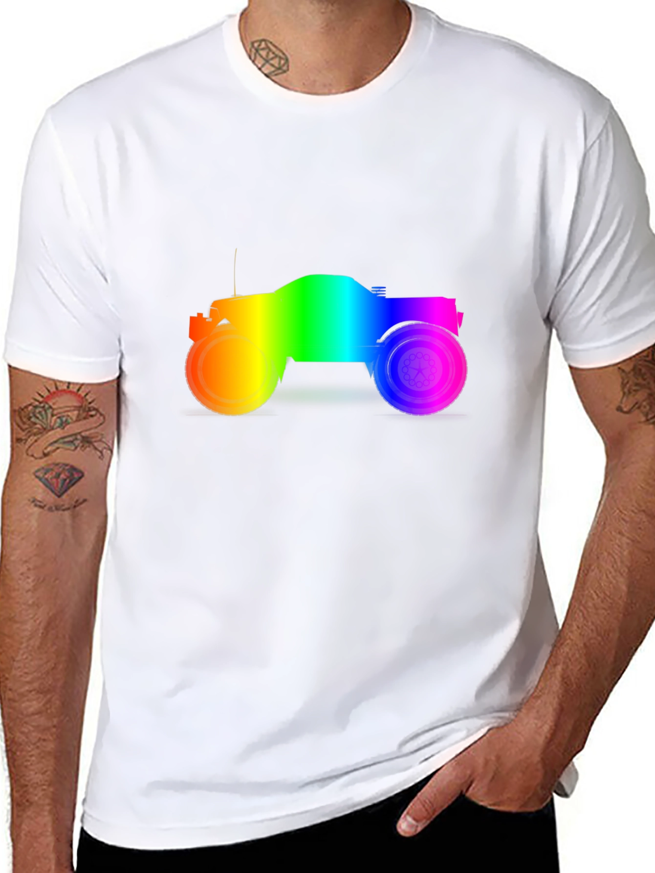 Rainbow Monster Truck Black T-Shirt
