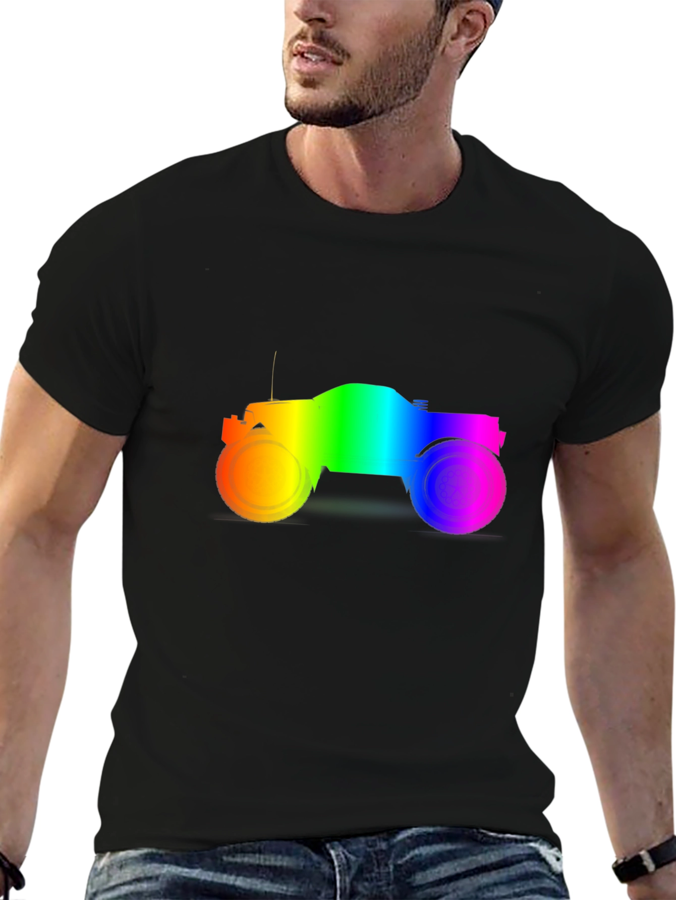 Rainbow Monster Truck Black T-Shirt