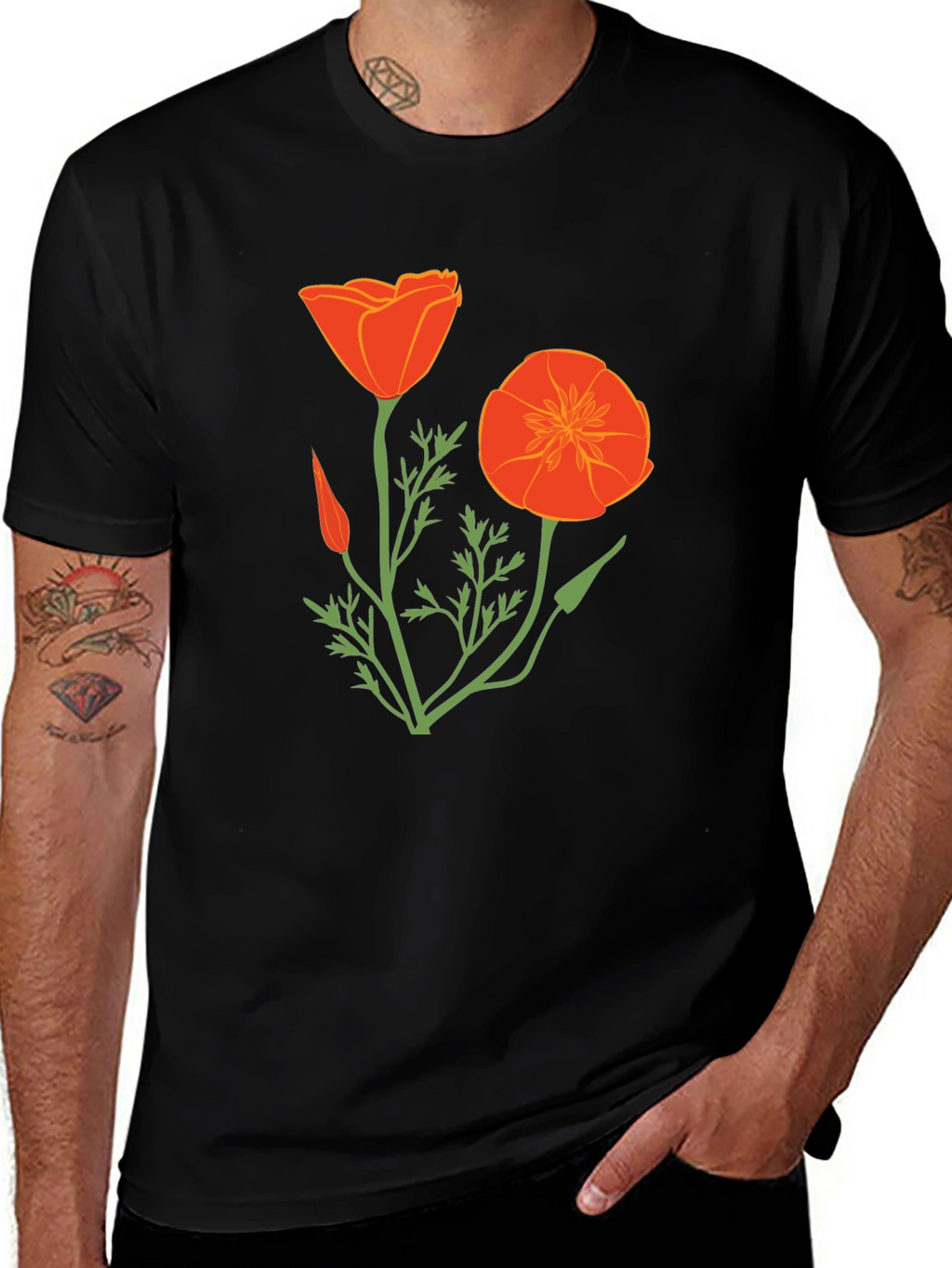 California Poppy Graphic Tee - Black