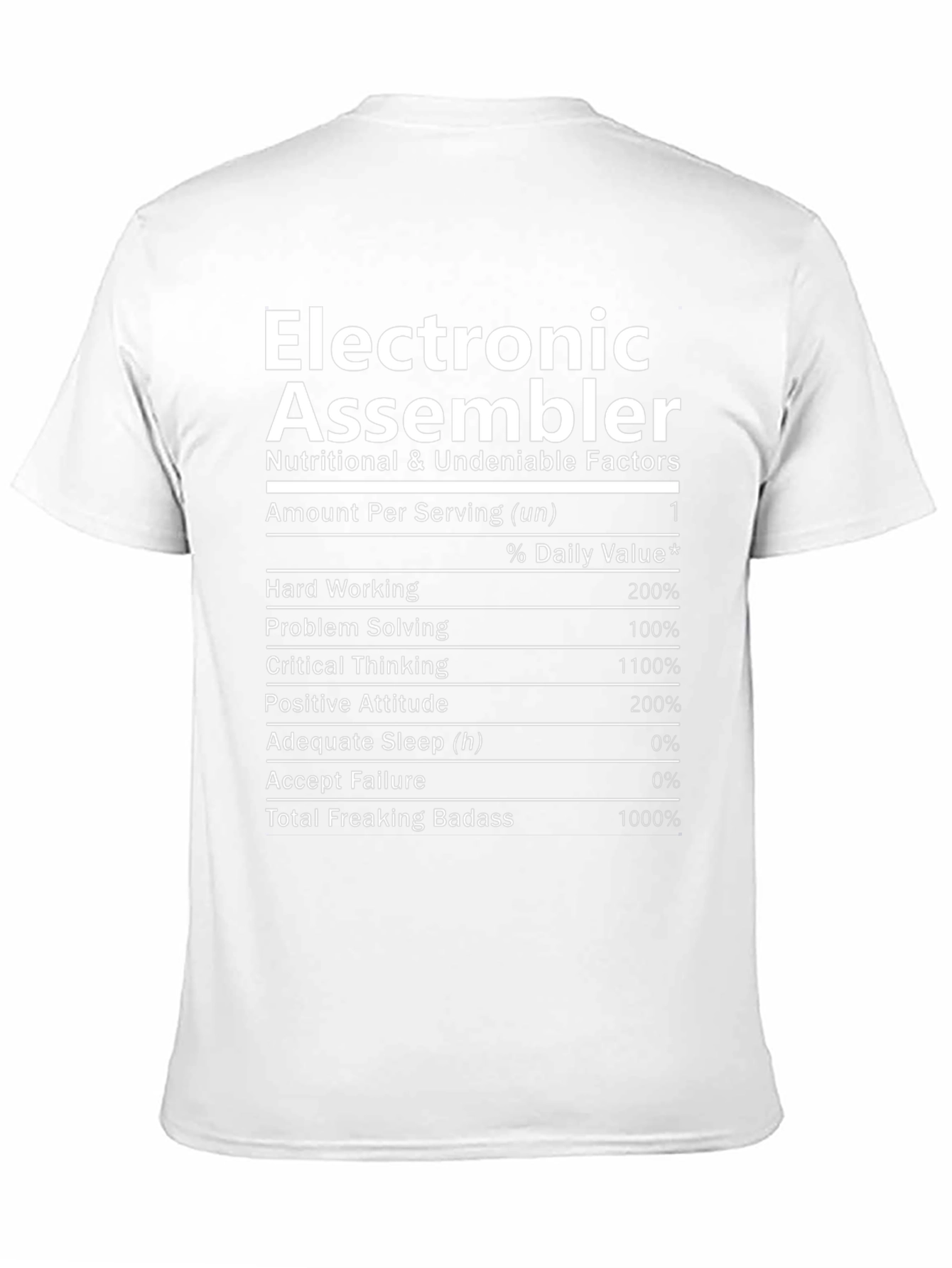 Electronic Assembler Nutrition Facts Black T-Shirt