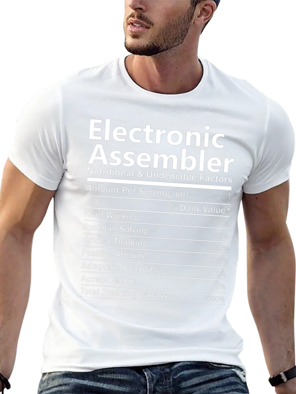 Electronic Assembler Nutrition Facts Black T-Shirt