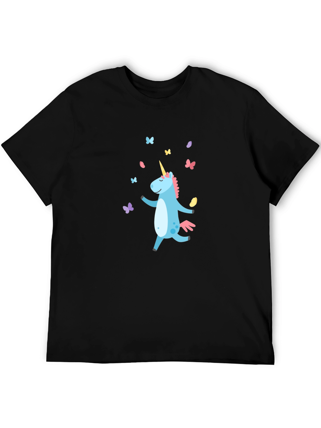Unicorn Graphic T-Shirt - Black Cotton Blend Tee