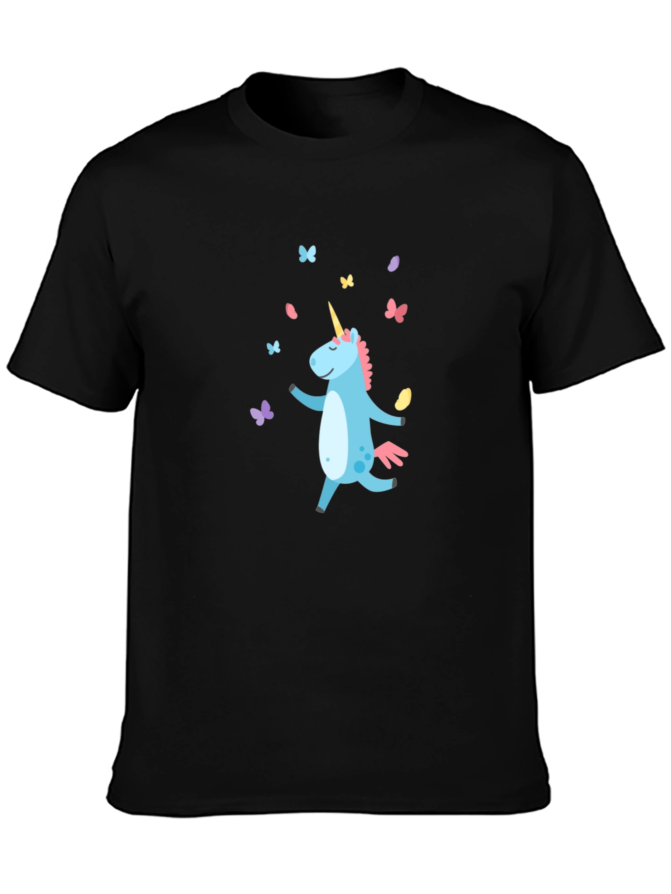 Unicorn Graphic T-Shirt - Black Cotton Blend Tee