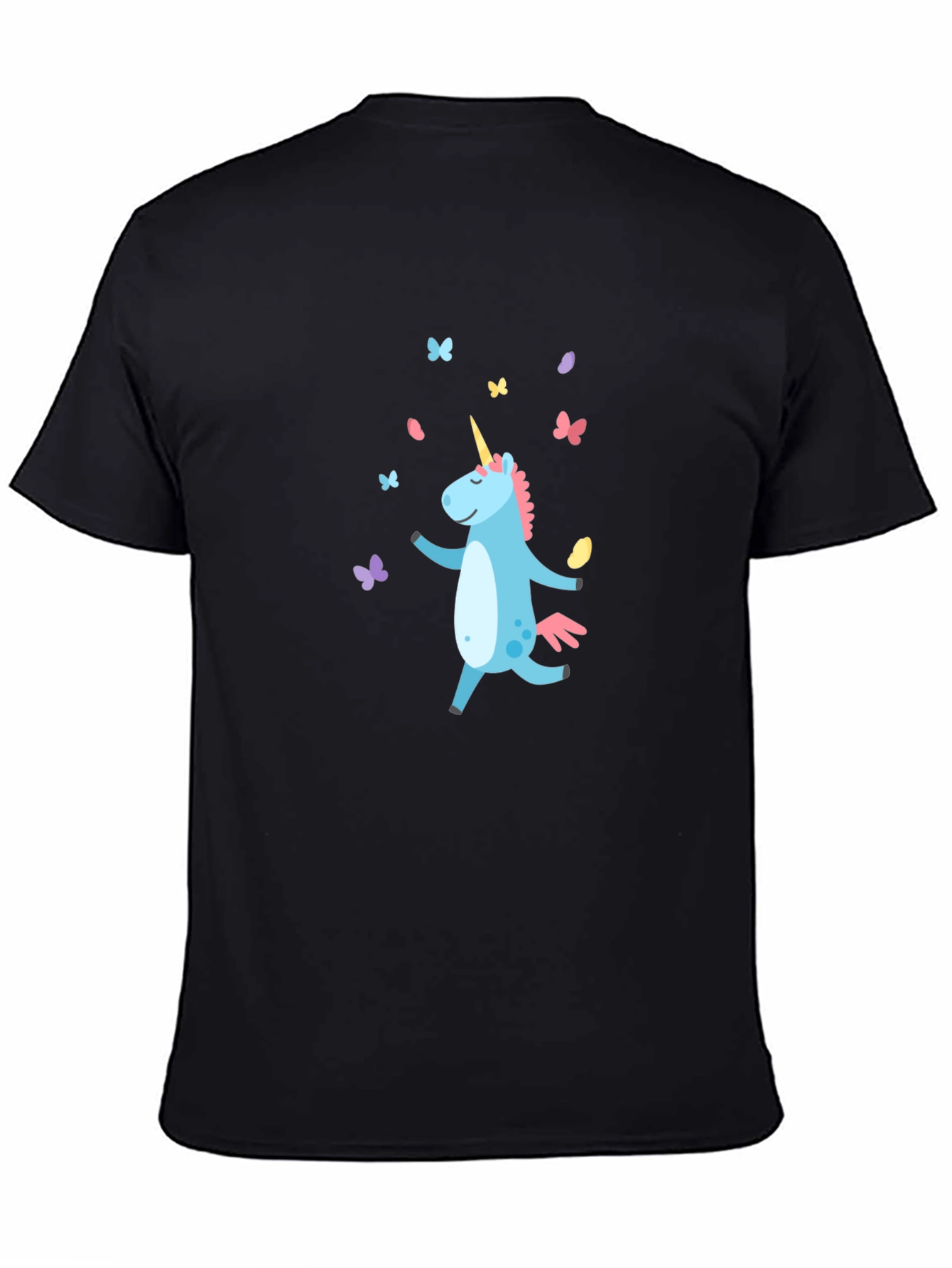 Unicorn Graphic T-Shirt - Black Cotton Blend Tee