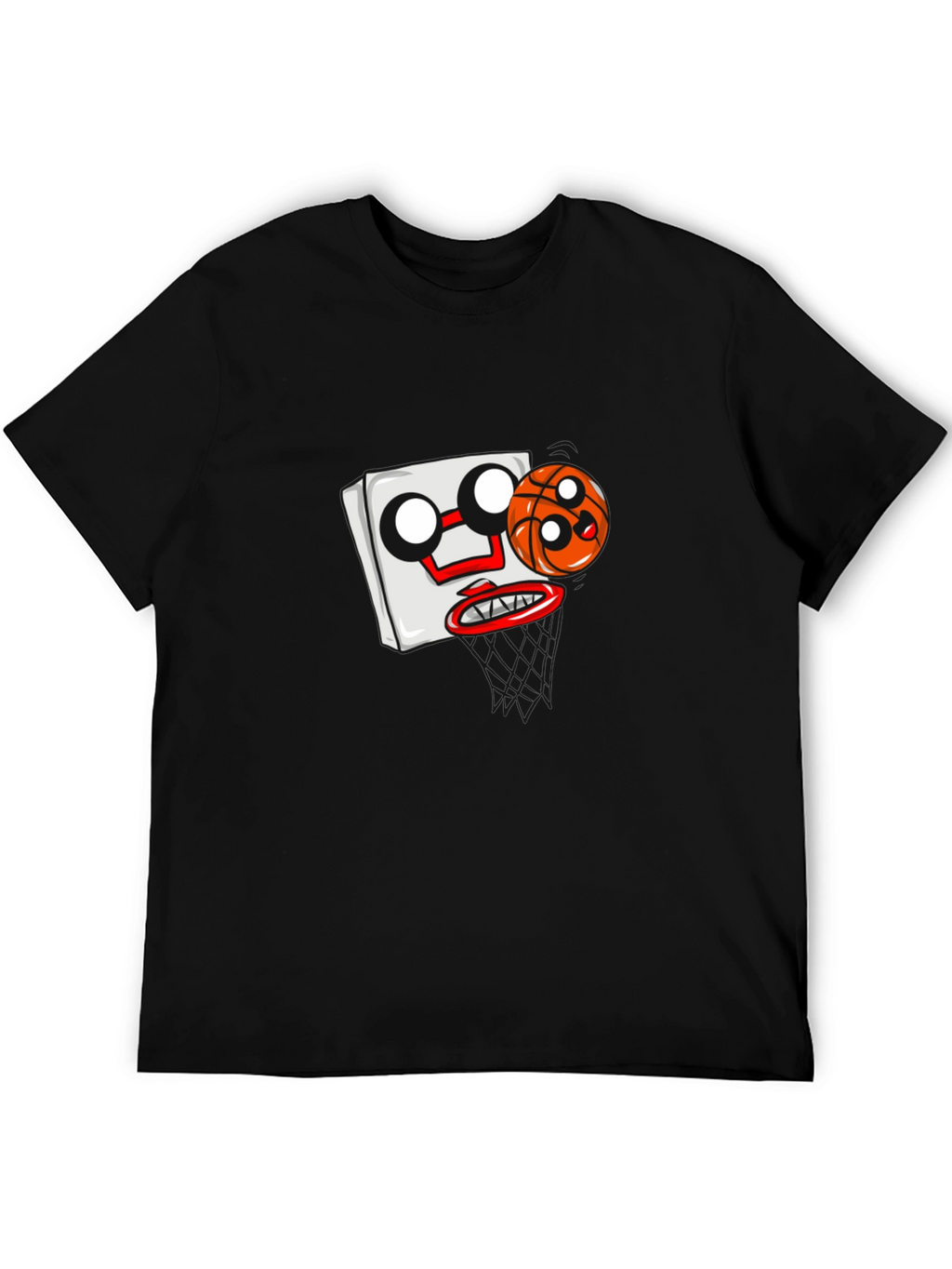 Cartoon Basketball Graphic Black T-Shirt