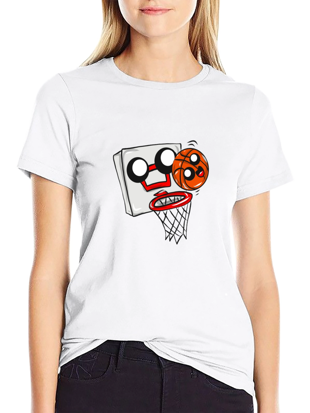 Cartoon Basketball Graphic Black T-Shirt