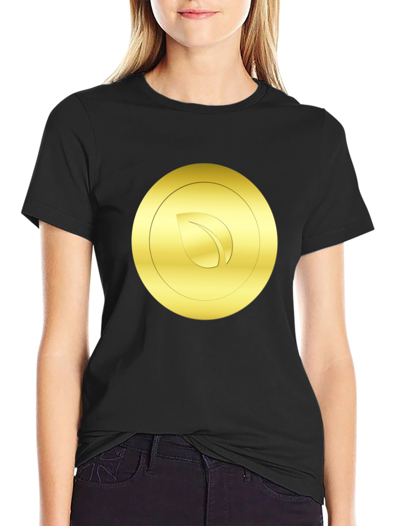 Gold Leaf Emblem Black T-Shirt