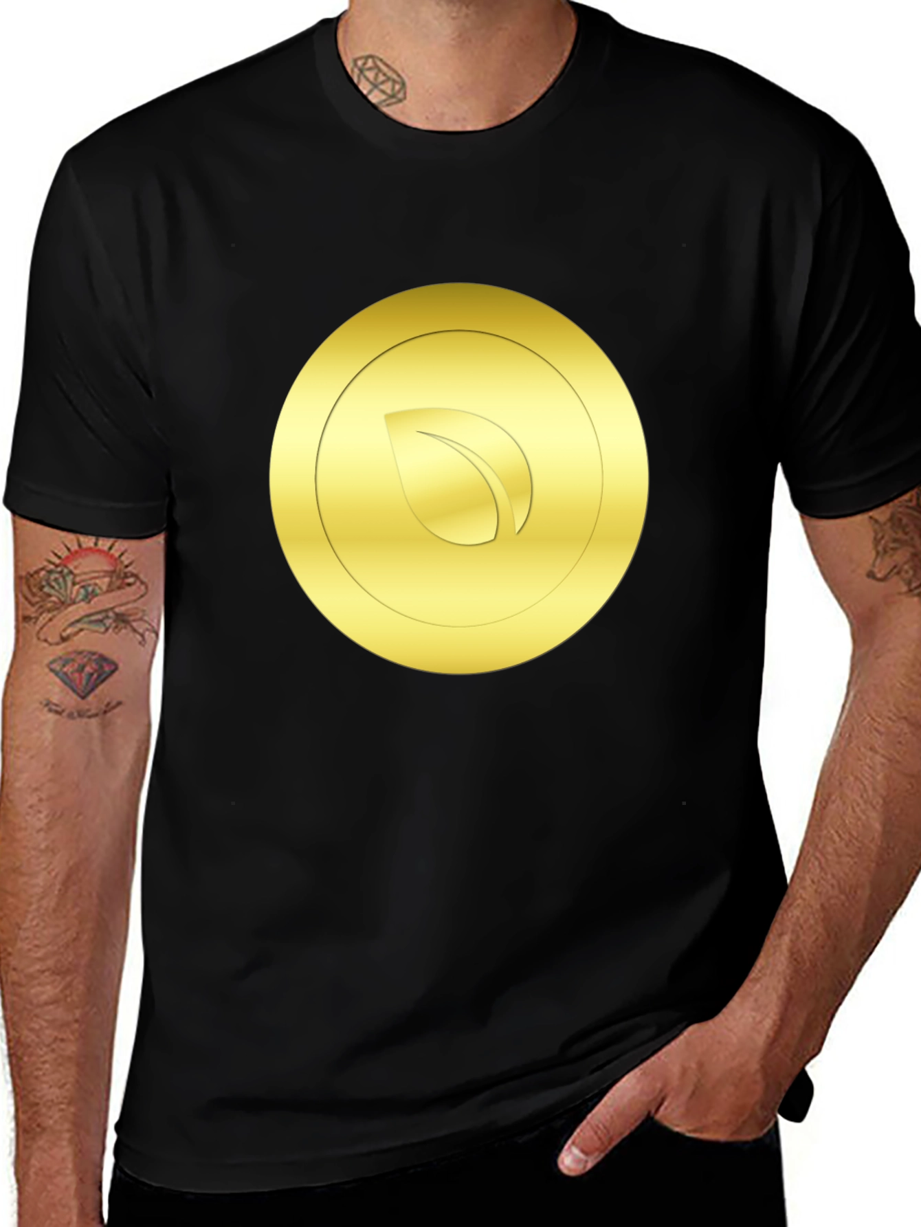 Gold Leaf Emblem Black T-Shirt