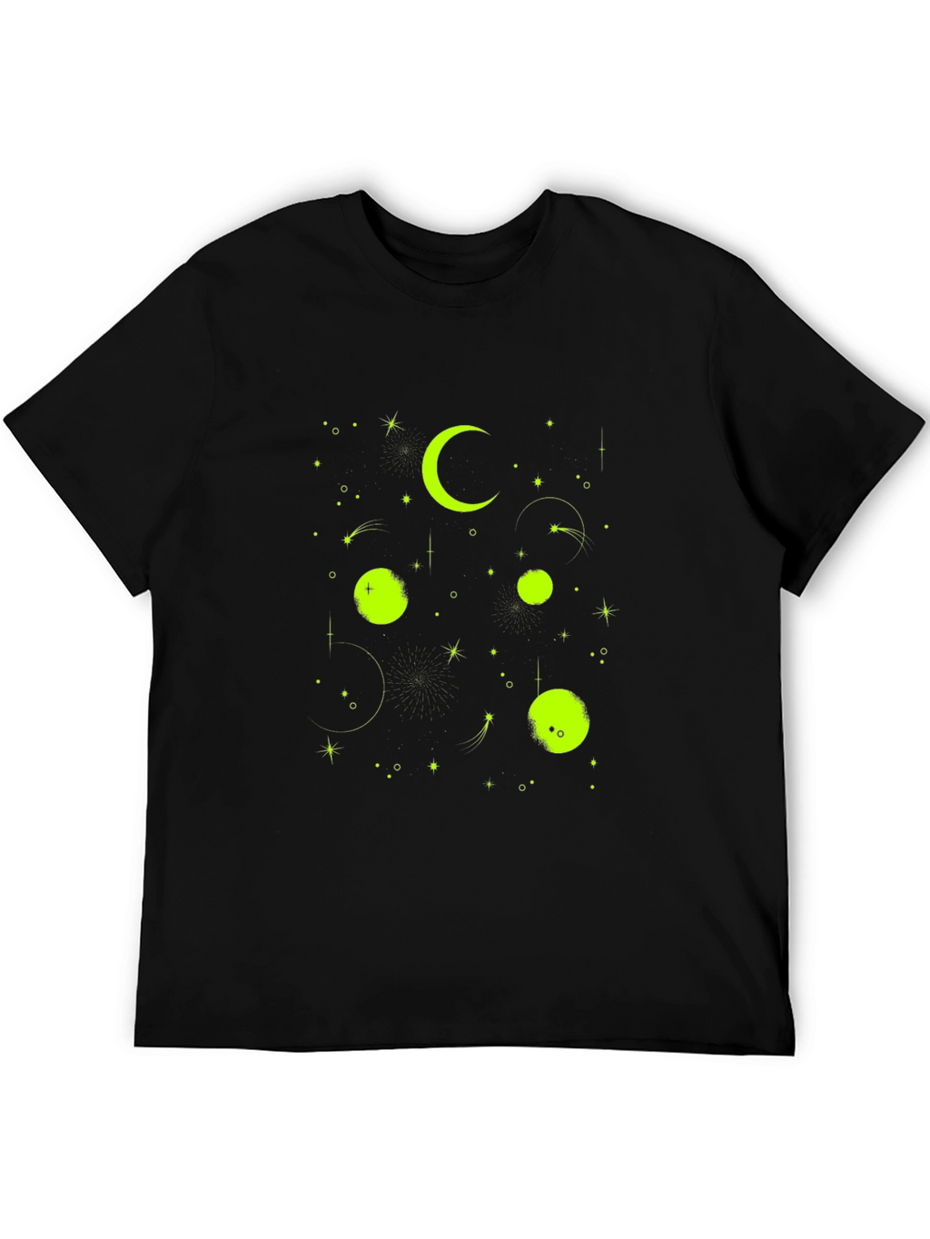 Celestial Moon & Stars Graphic Tee - Black